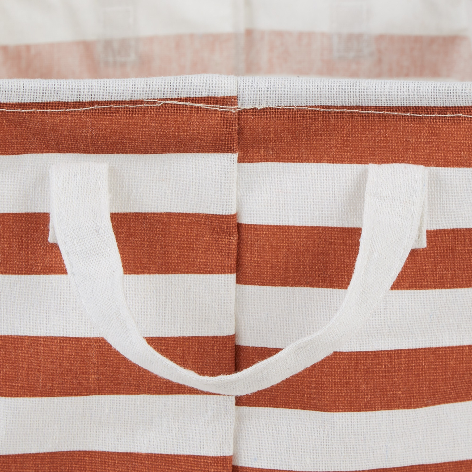 DII PE-Coated Cotton Polyester Laundry Bin Stripe Cinnamon Rectangle Large 10.5x17.5x10.5 (Set of 2)
