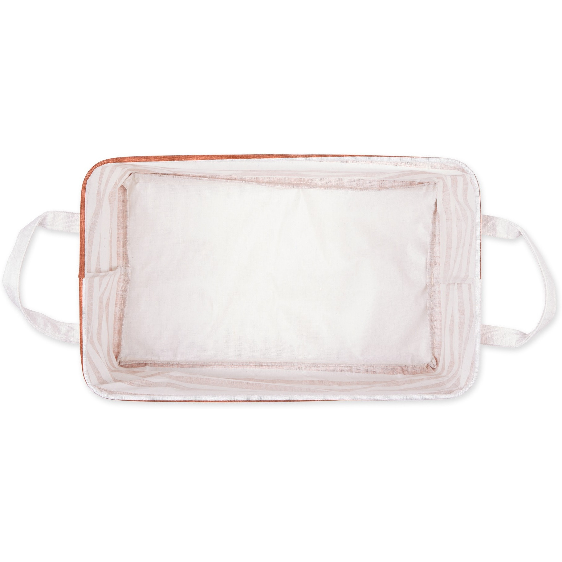 DII PE-Coated Cotton Polyester Laundry Bin Stripe Cinnamon Rectangle Large 10.5x17.5x10.5 (Set of 2)