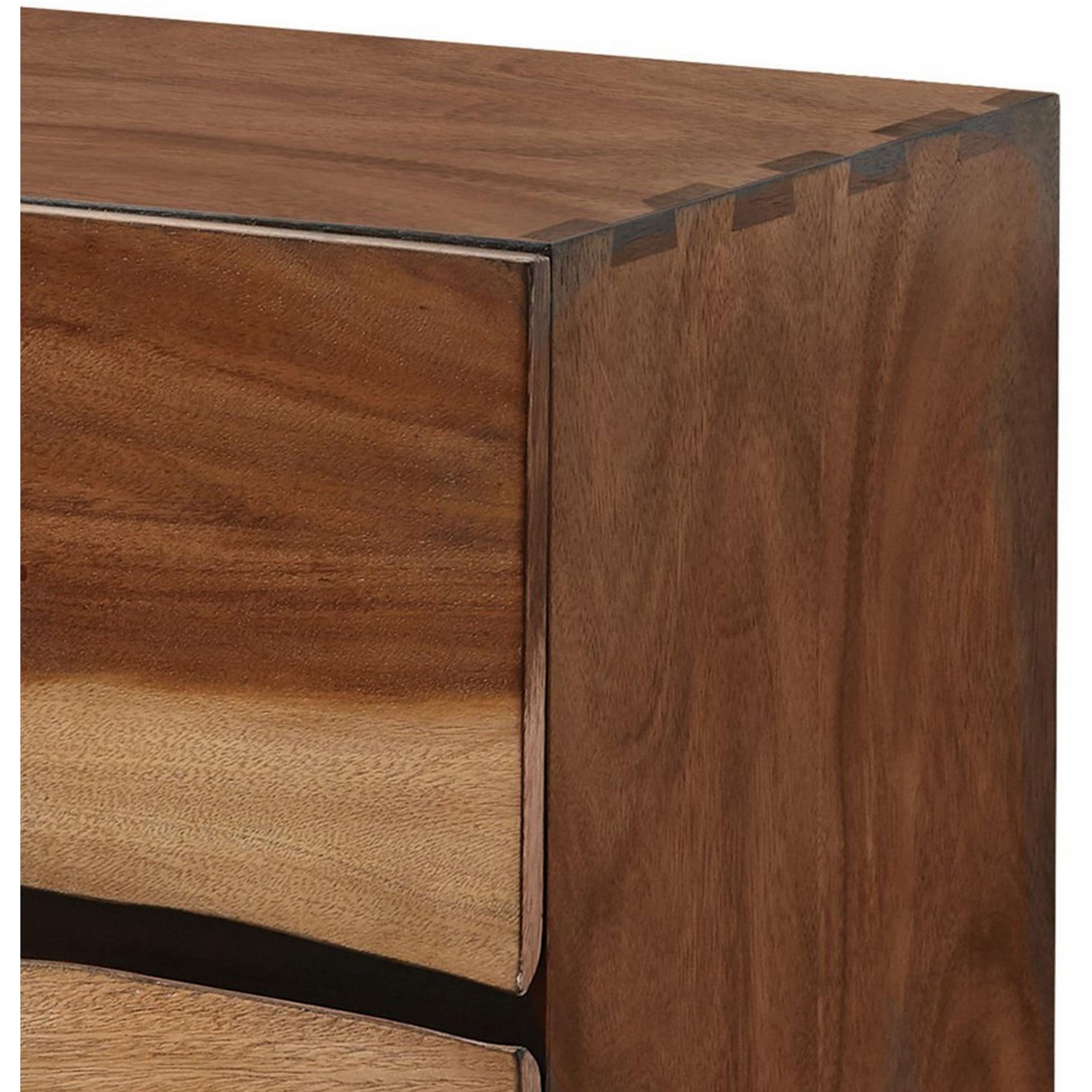 Nightstand with 2 Drawers and Live Edge Details, Brown
