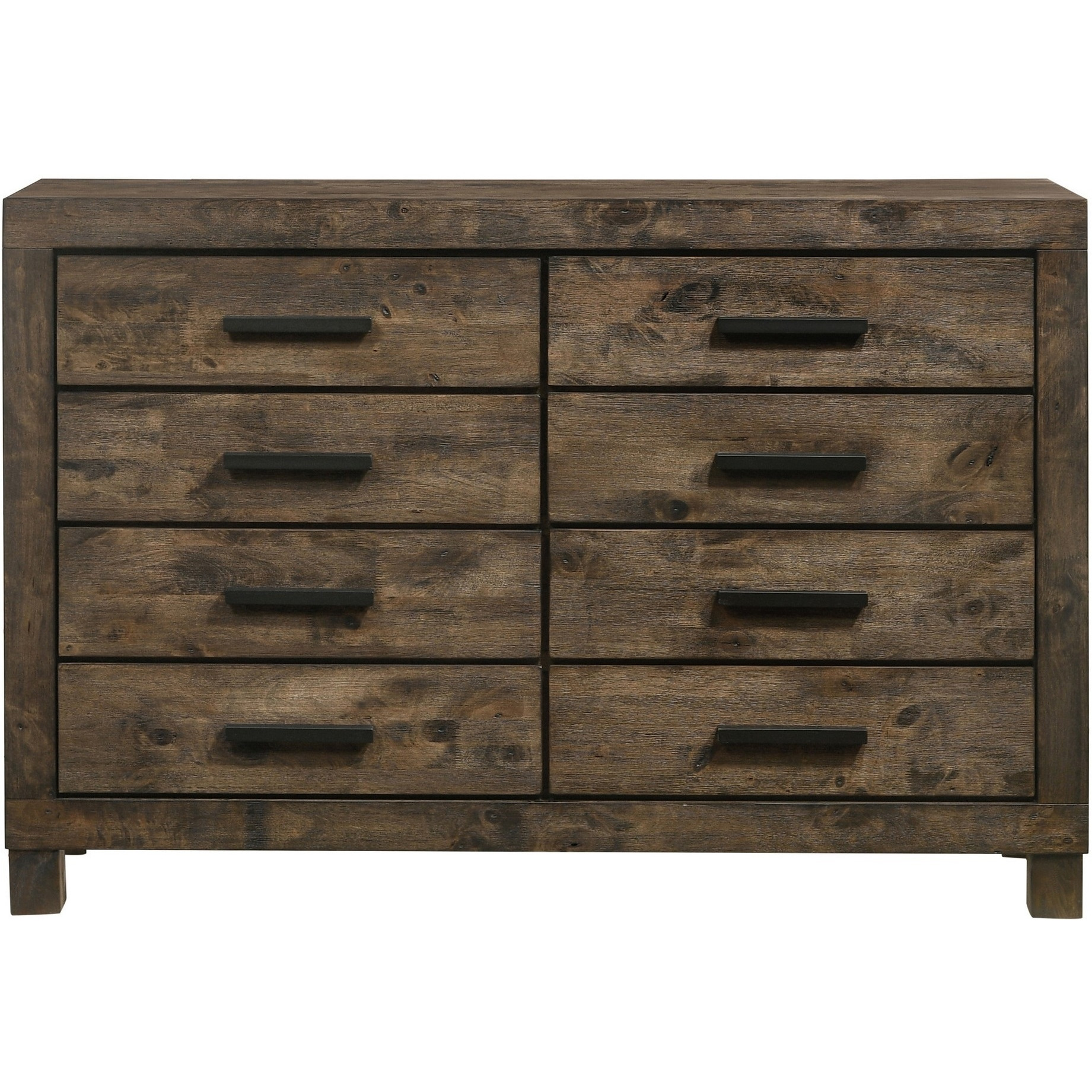 Wooden Dresser with 8 Drawers and Grain Details, Brown