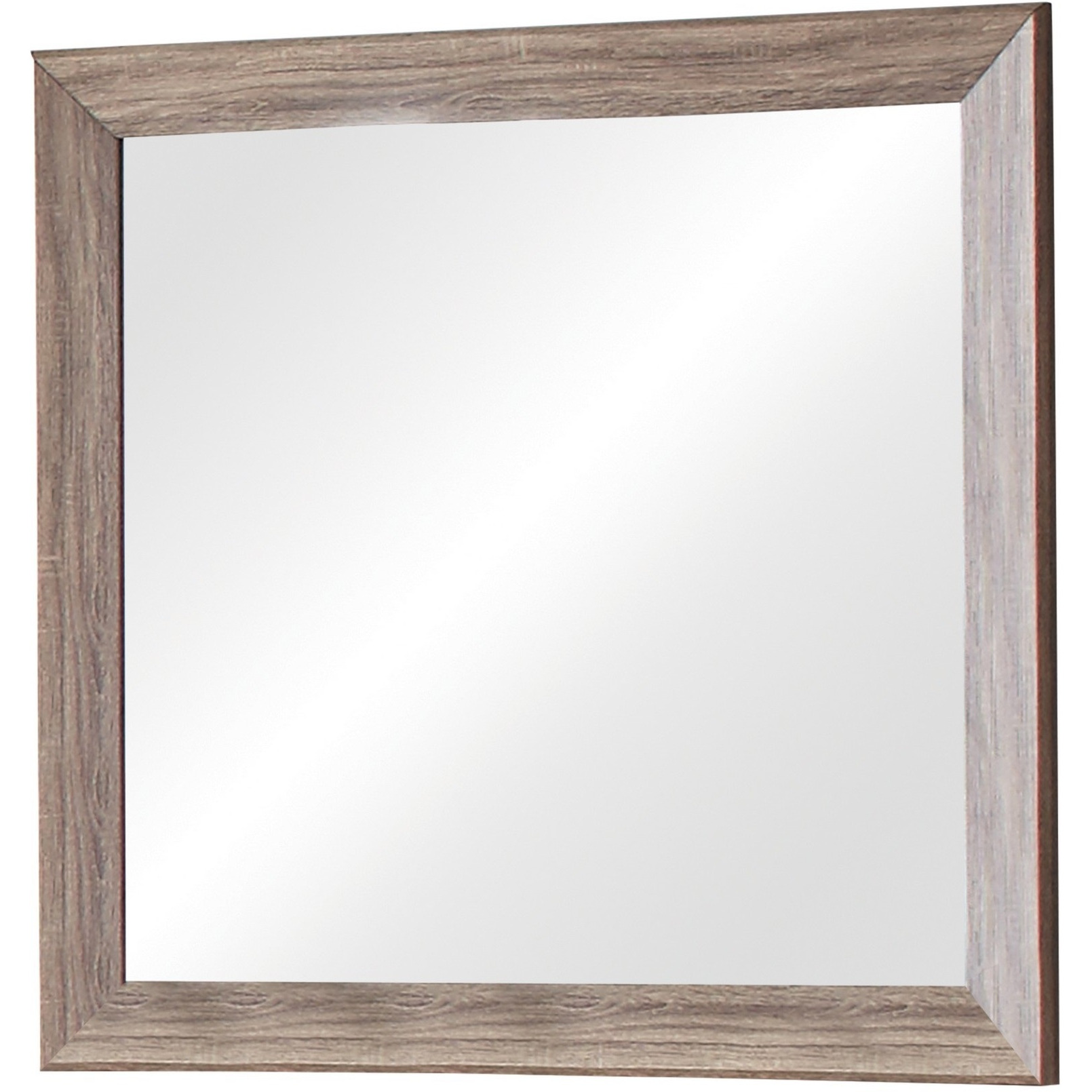 Mirror with Rectangle Wooden Frame and Washed Look, Brown