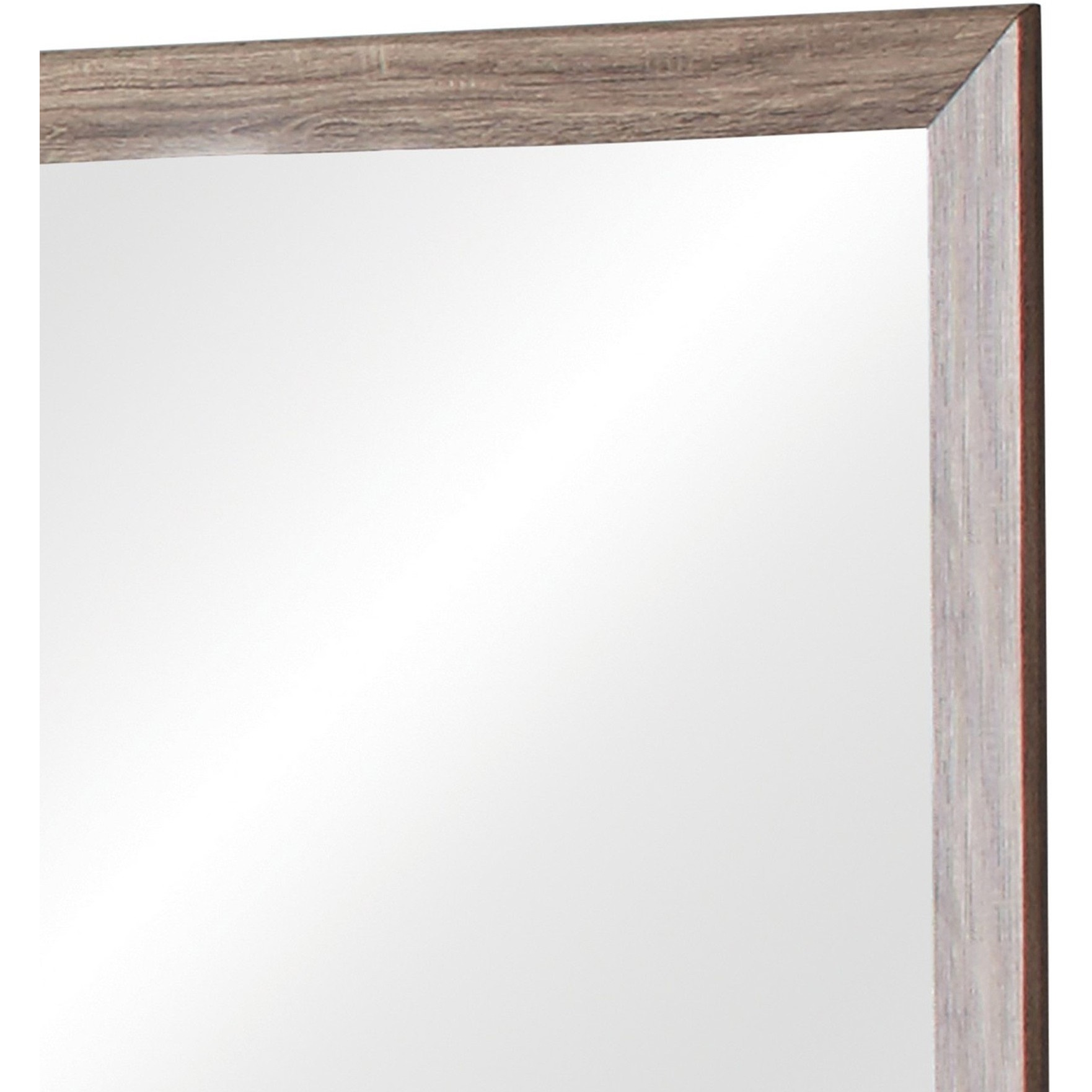 Mirror with Rectangle Wooden Frame and Washed Look, Brown