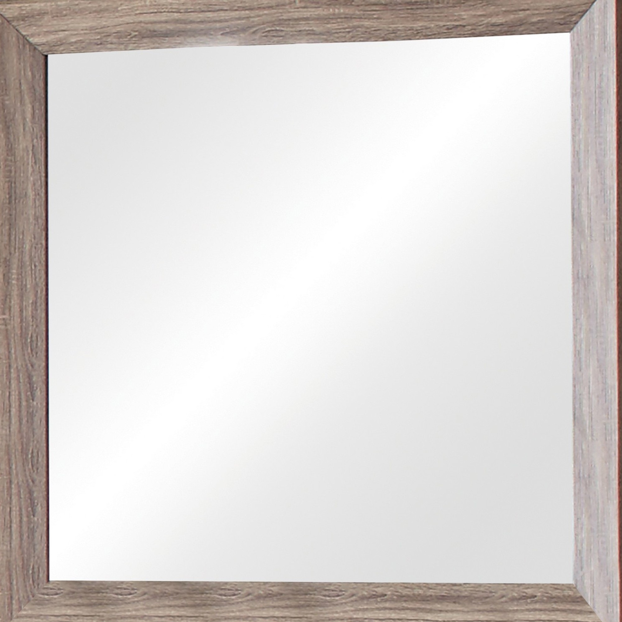 Mirror with Rectangle Wooden Frame and Washed Look, Brown