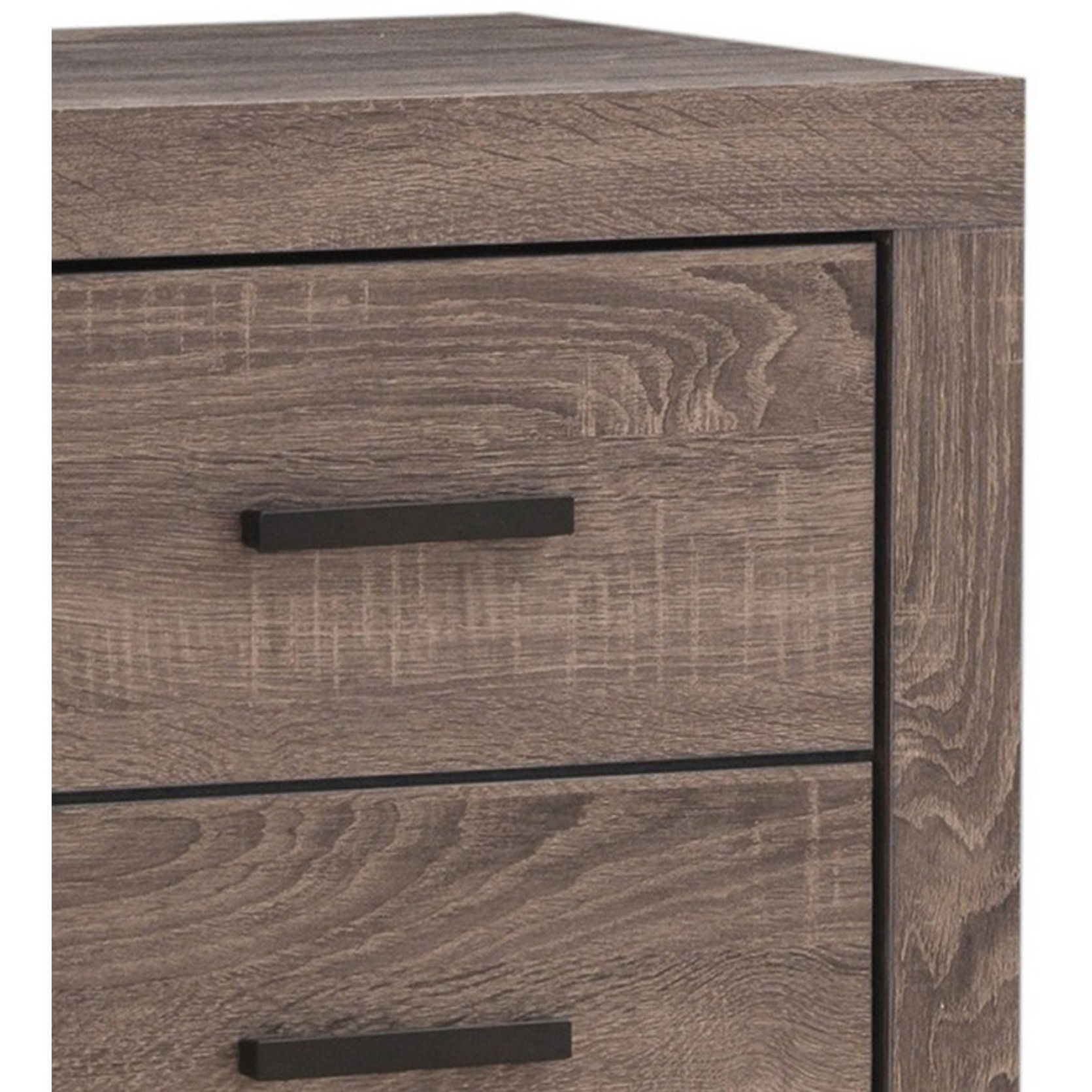 2 Drawer Nightstand with Metal Bar Pulls, Brown