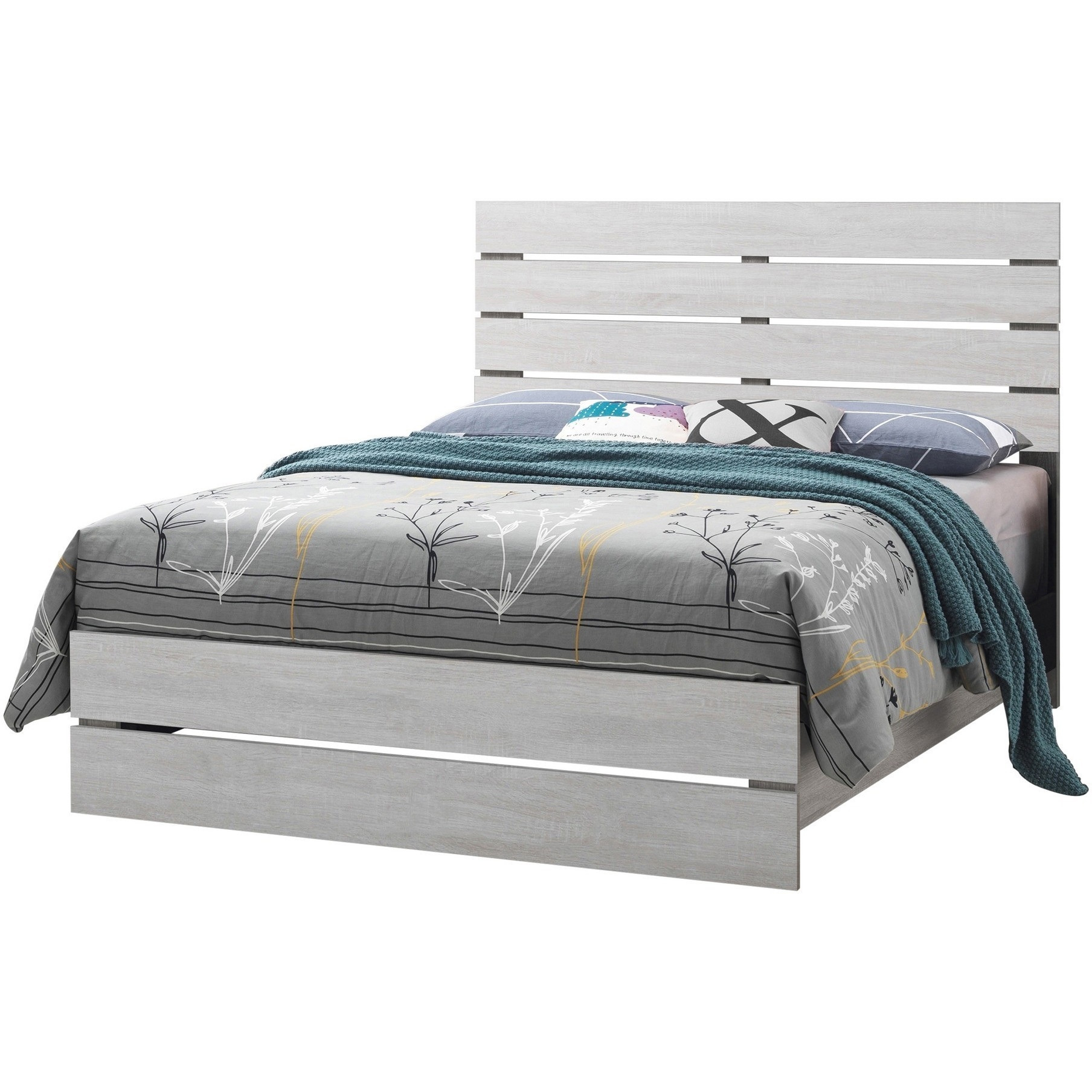 Queen Bed with Panel Headboard and Footboard, White