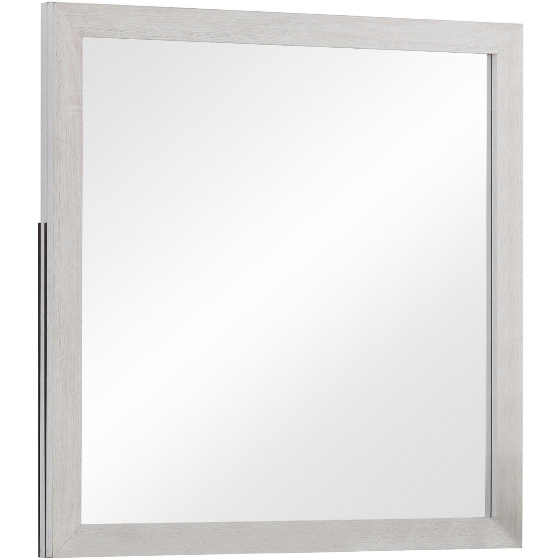 Mirror with Wooden Frame and Grain Details, White