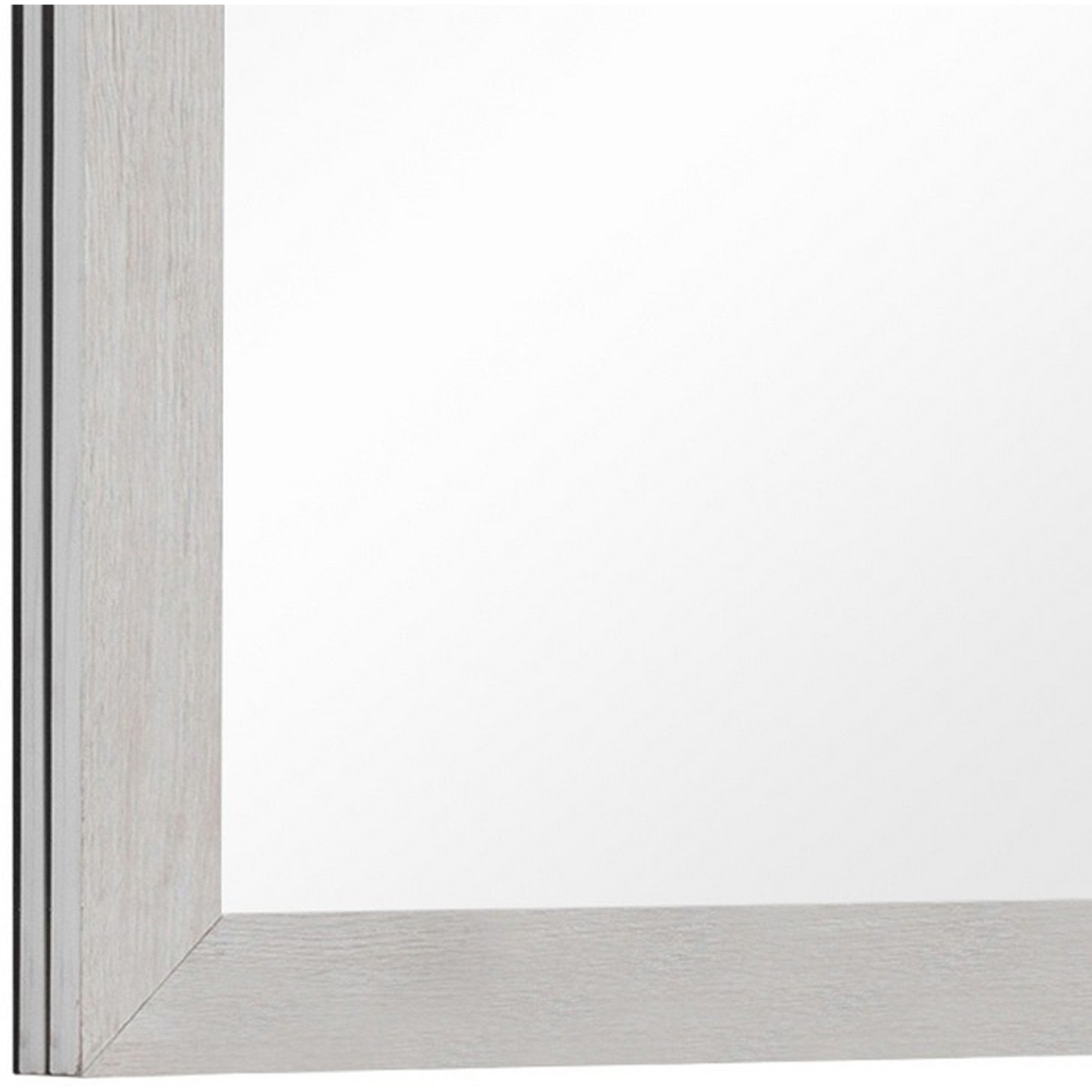 Mirror with Wooden Frame and Grain Details, White