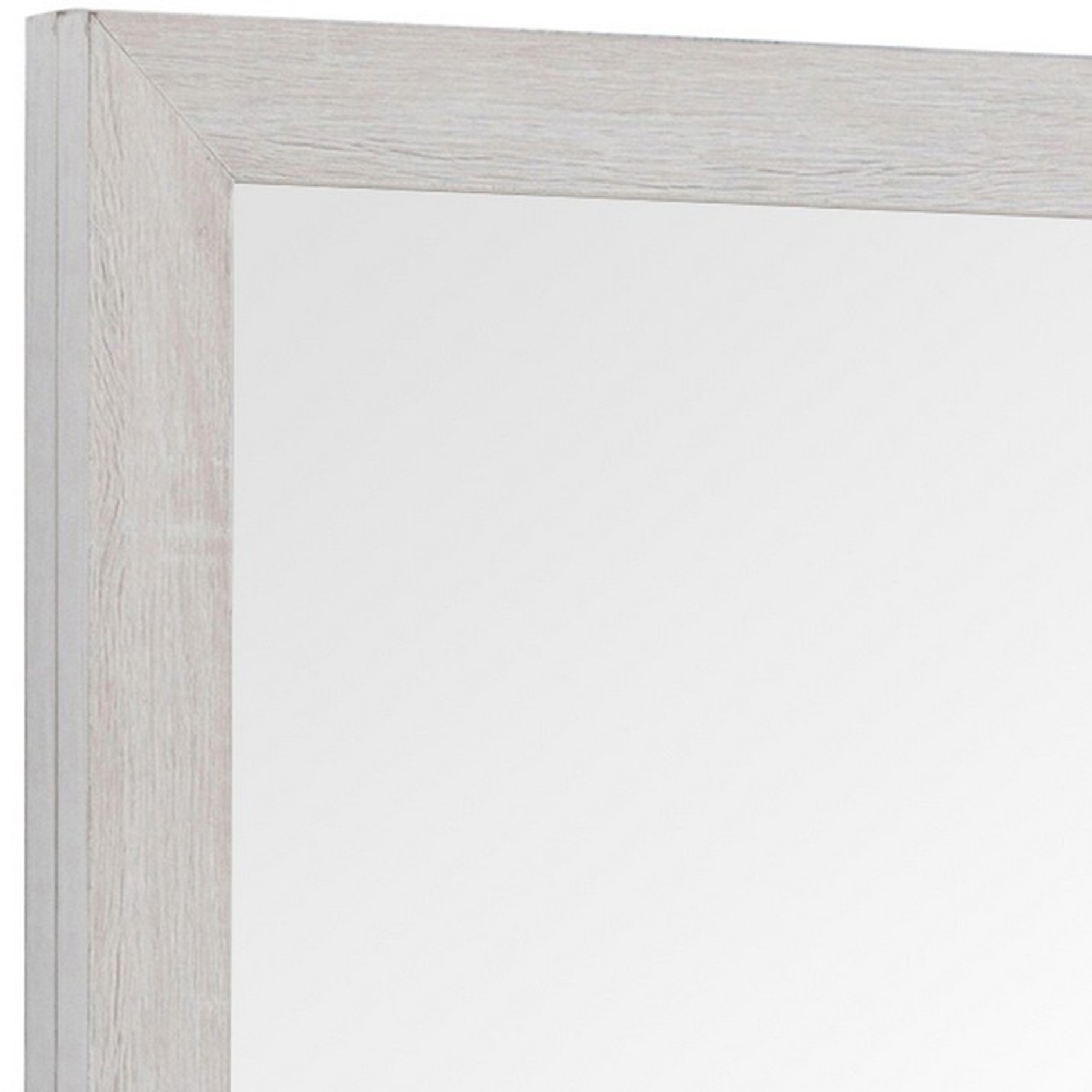 Mirror with Wooden Frame and Grain Details, White