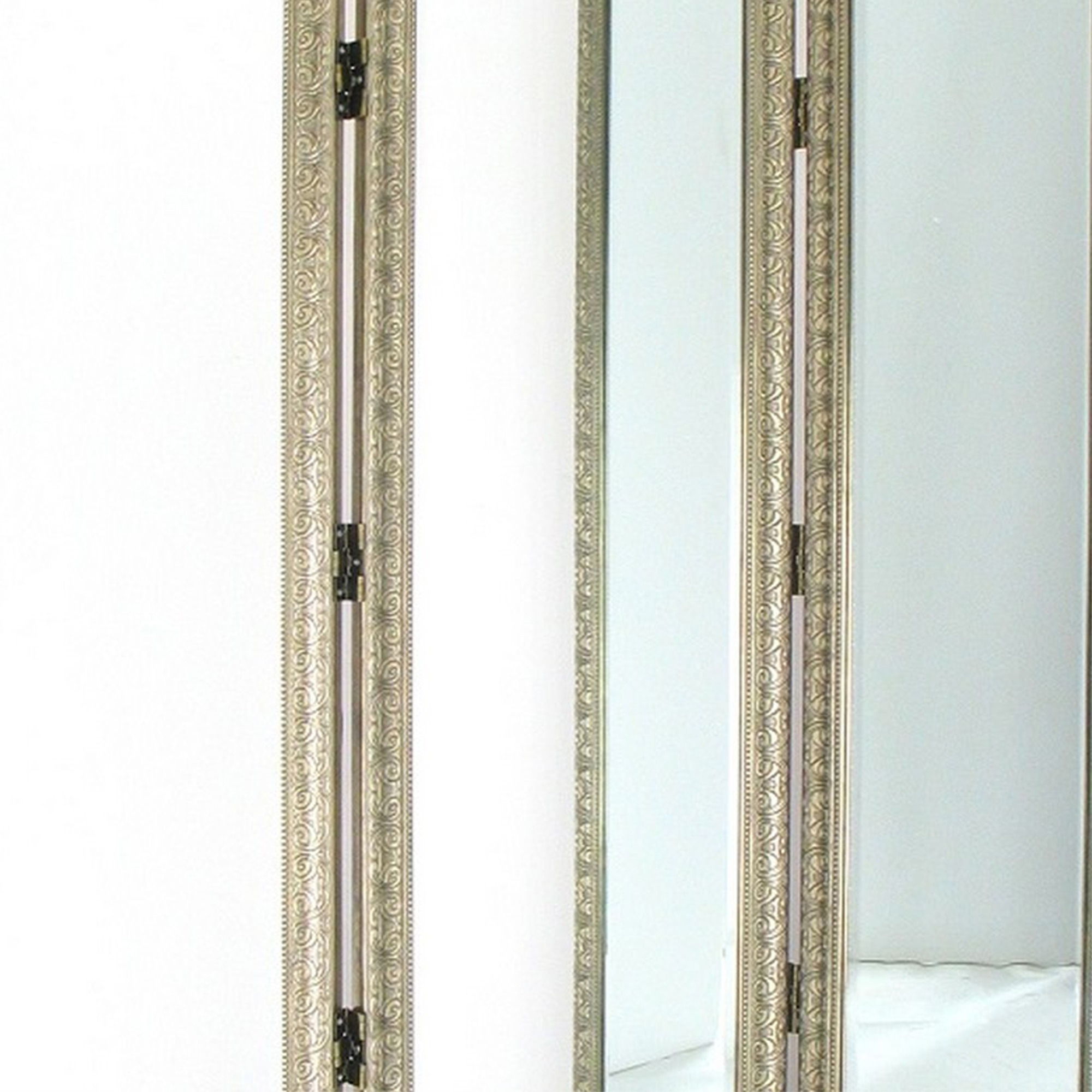 Full Size Dressing Screen with 3 Panel Resin Engraved Frame, Gold