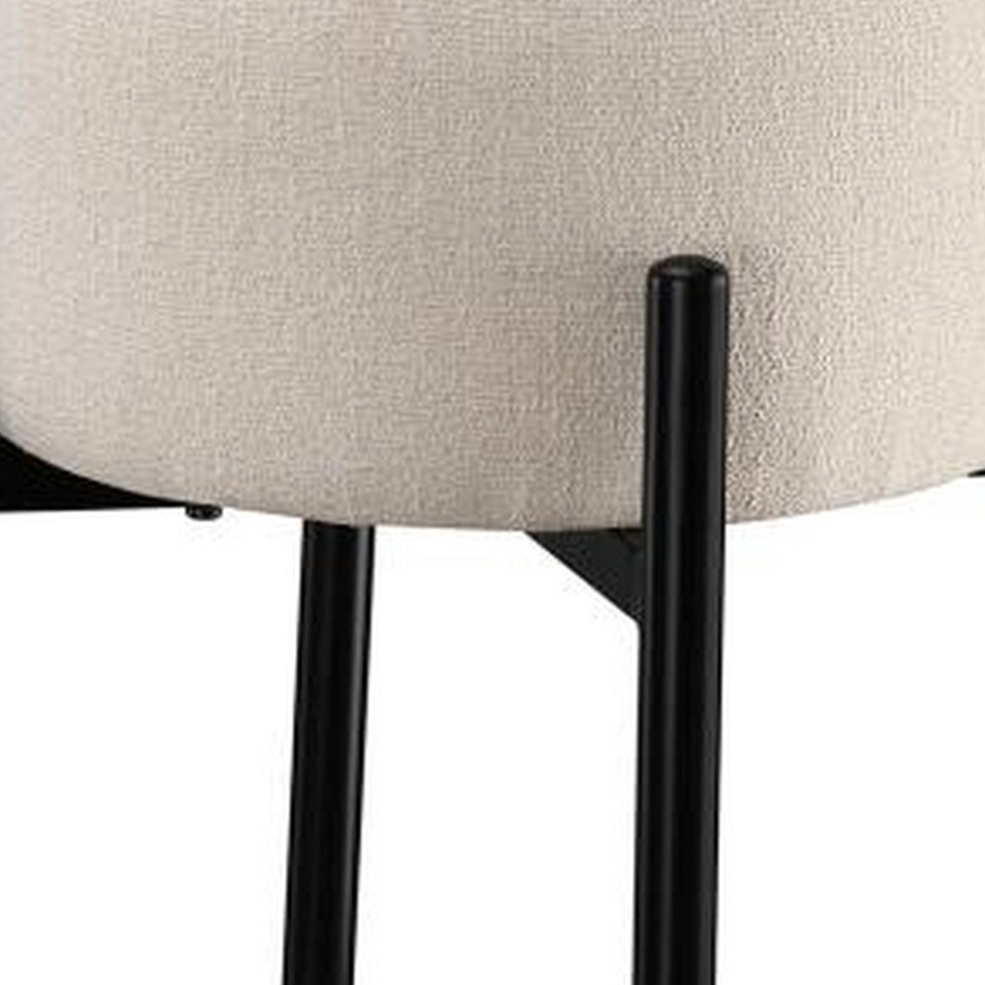 Barstool with Fabric Seat and Tubular Legs, Set of 2, Beige and Black