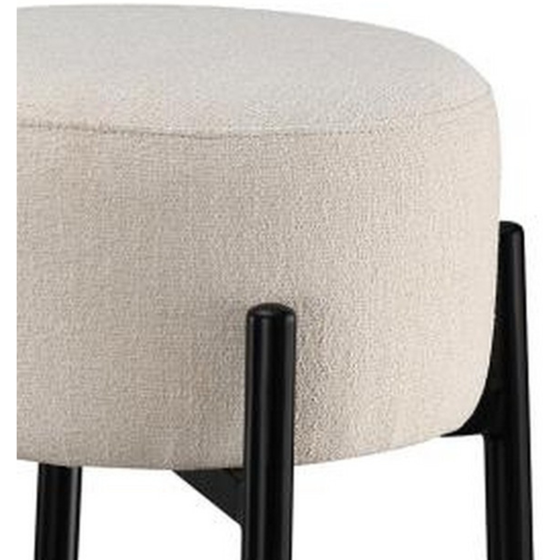 Barstool with Fabric Seat and Tubular Legs, Set of 2, Beige and Black