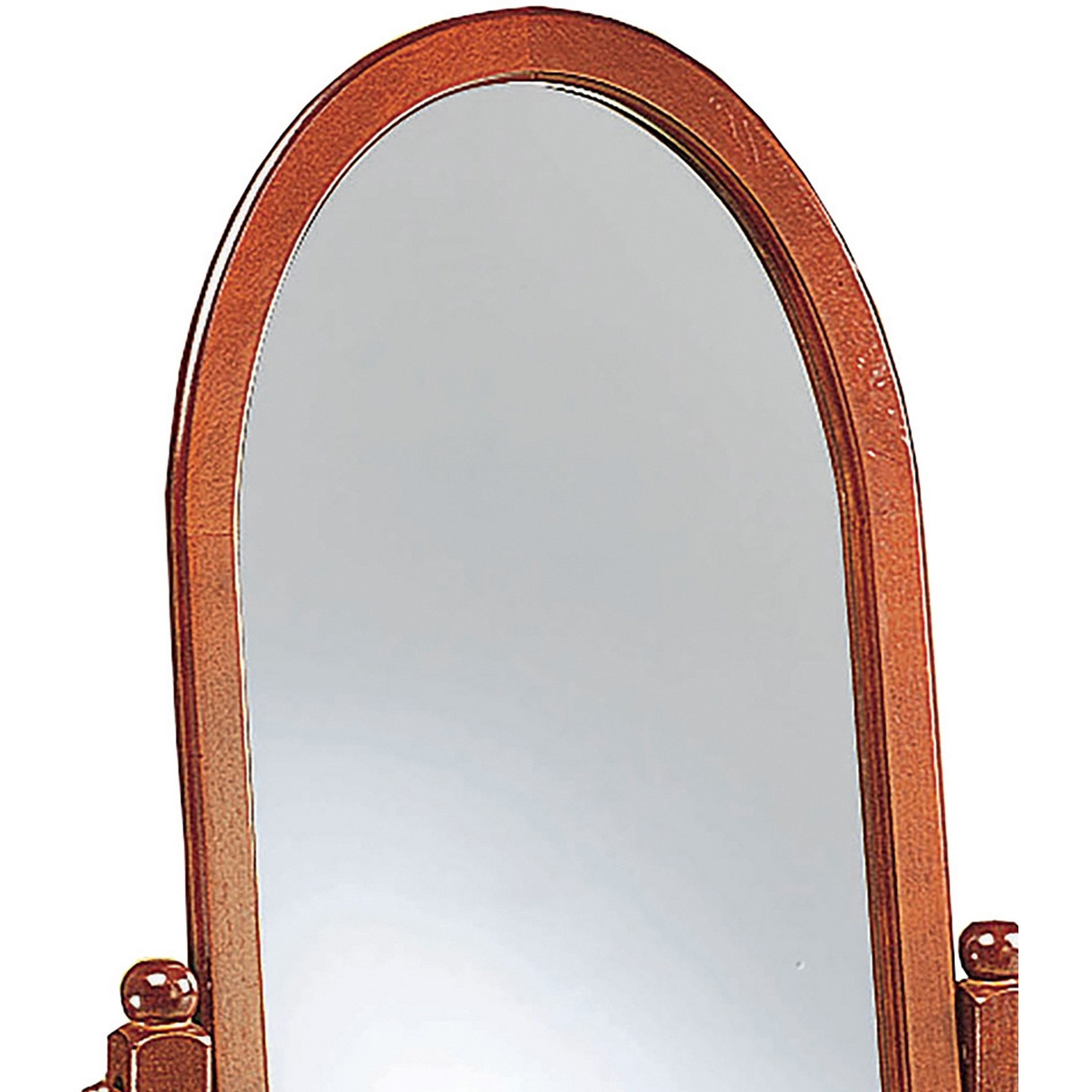 Standing Cheval Mirror with Oval Frame Turned Posts, Brown