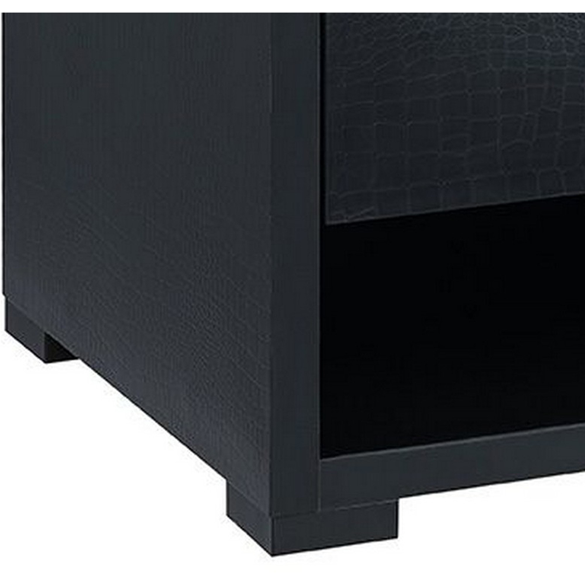 End Table with 2 Drawers and Open Compartments, Black