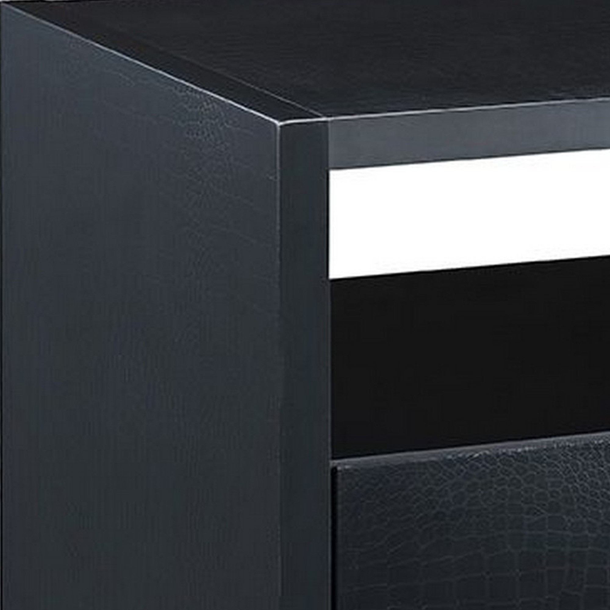 End Table with 2 Drawers and Open Compartments, Black