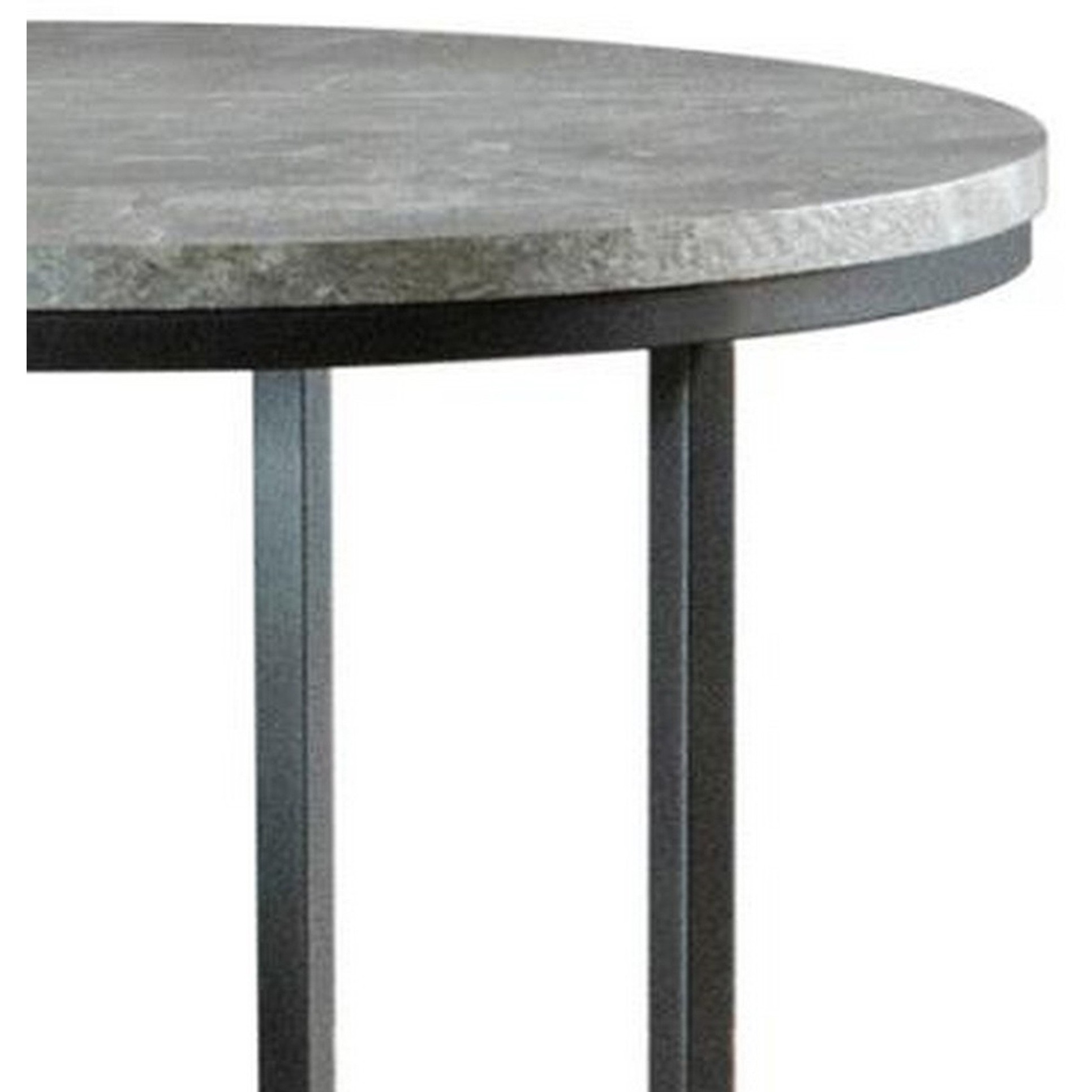 End Table with Textured Round Faux Marble Top, Gray