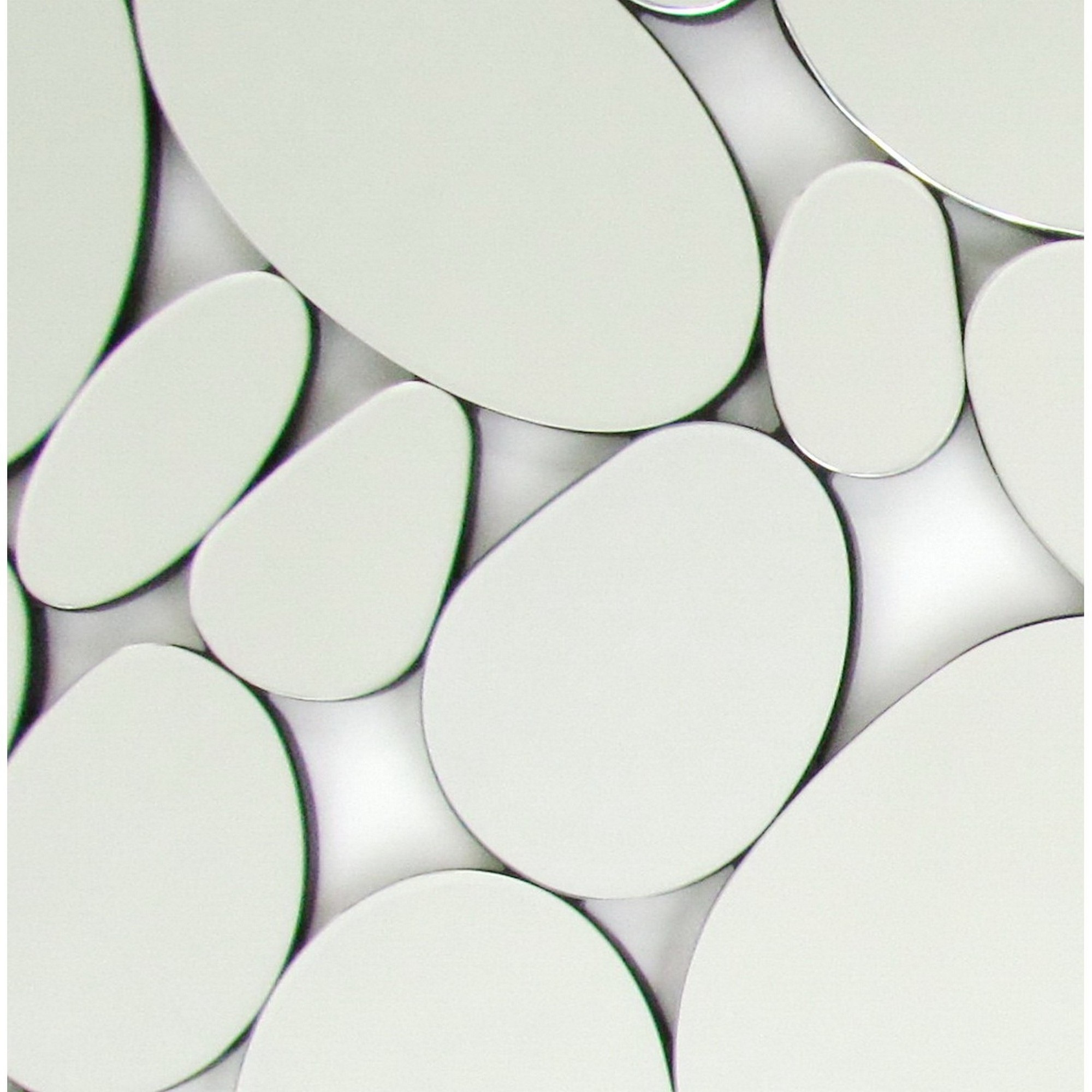 Frameless Beveled Mirror with Pebble Like Accent, Silver