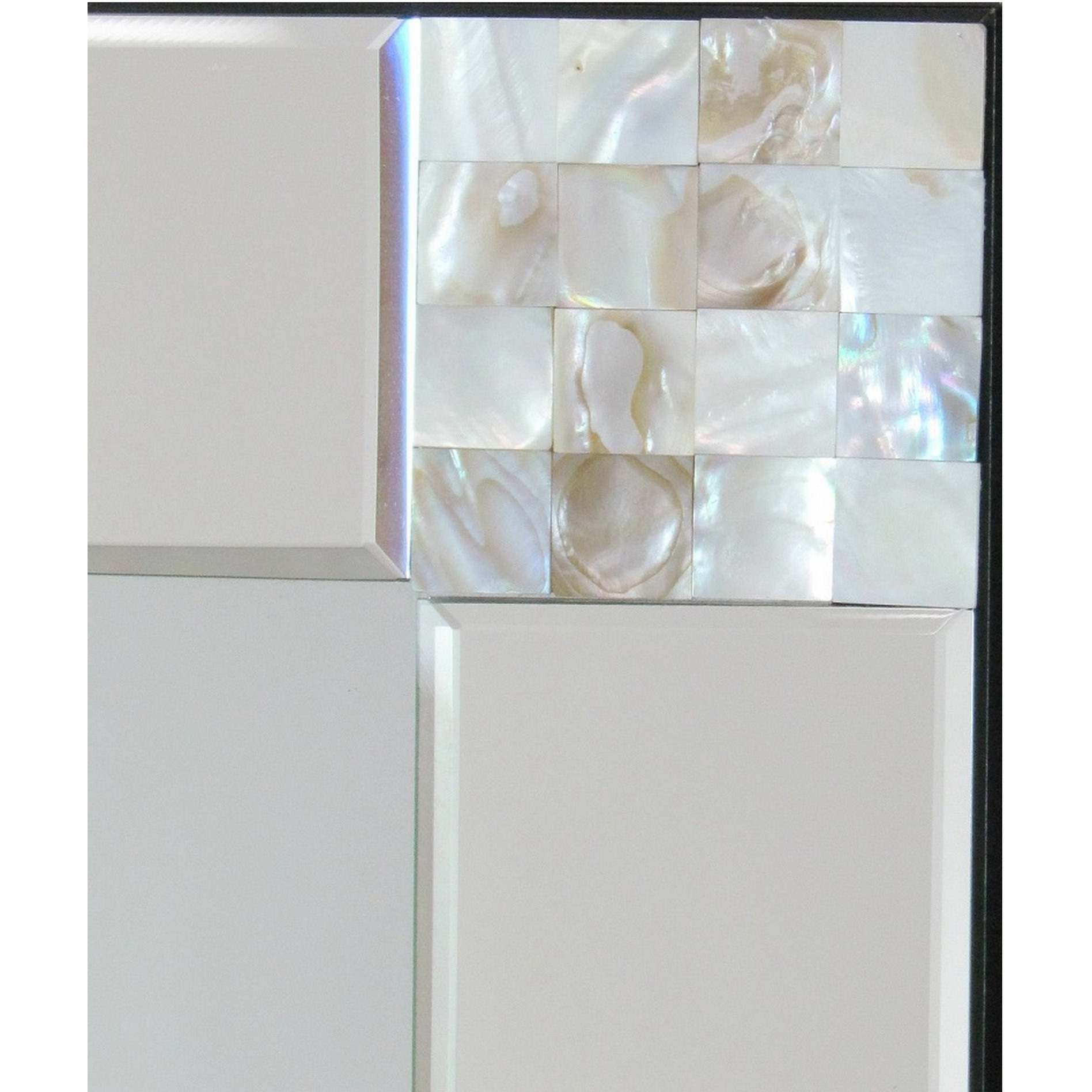Rectangle Beveled Mirror with Mother of Pearl Accent, Silver