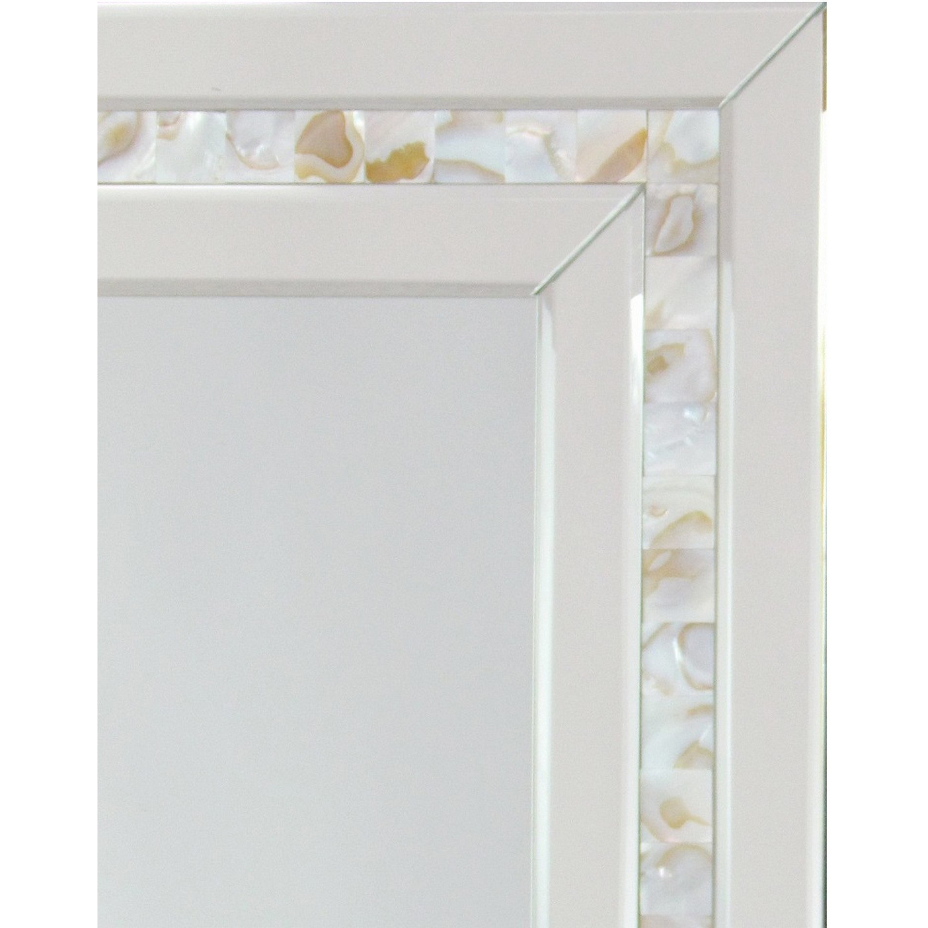 Beveled Mirror with Mother of Pearl Strip Accent, Silver