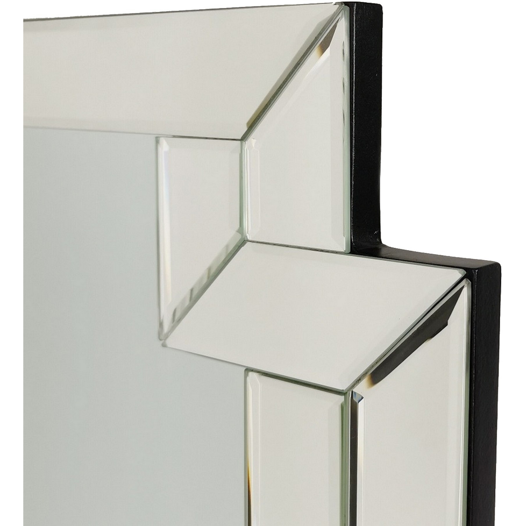 Accent Mirror with Intersected Beveled Frame, Silver