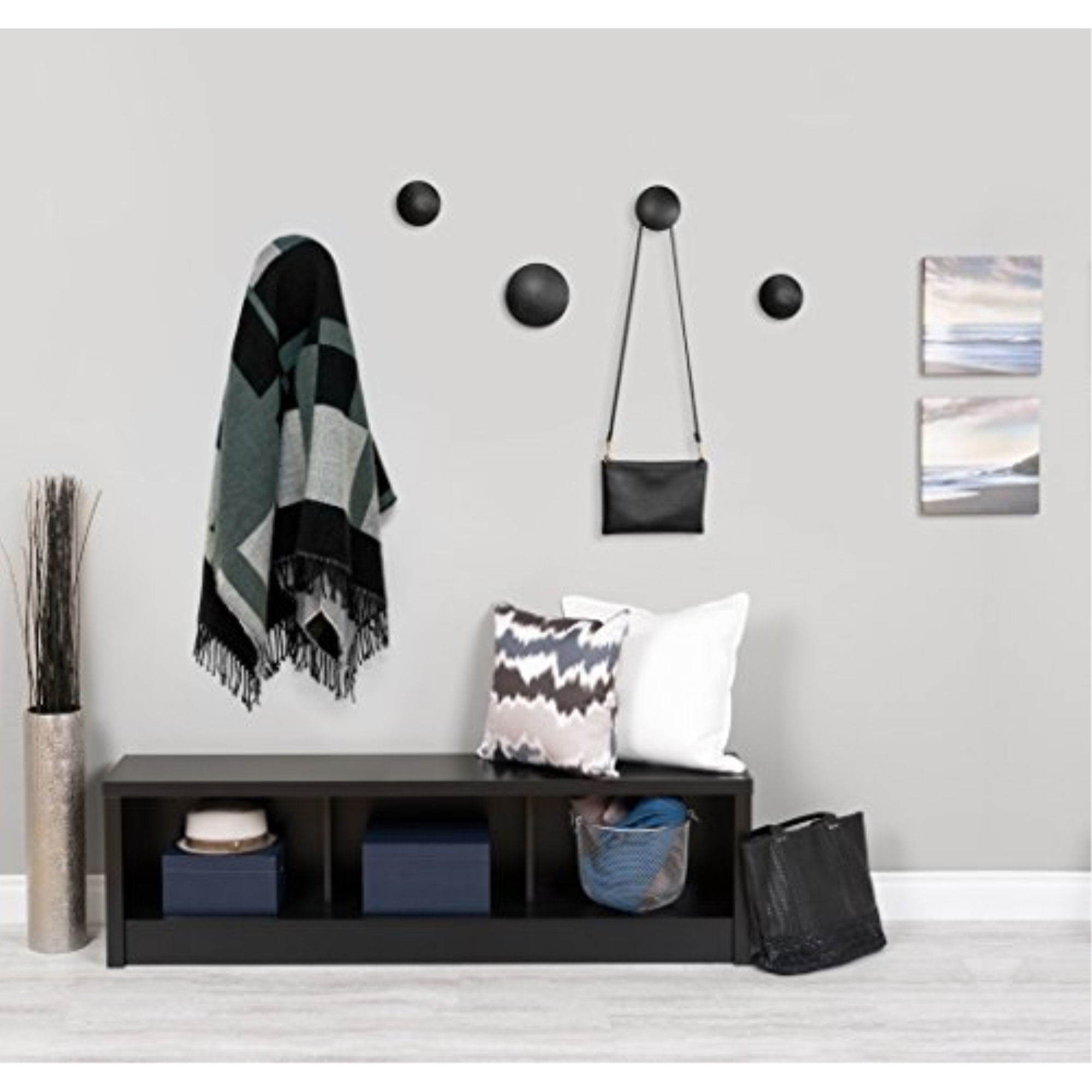 Wall Button Coat Hanger, Black