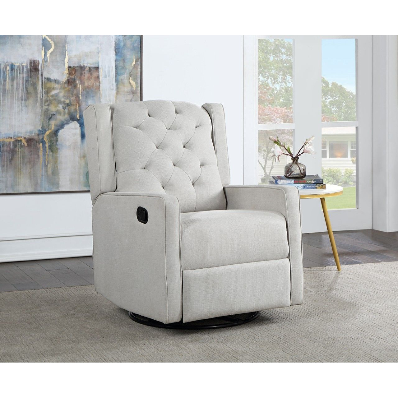 Ava Manual Swivel Glider Recliner, Gray