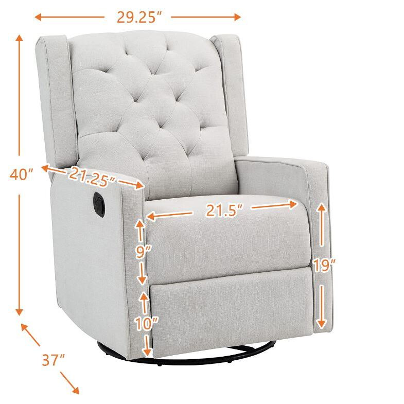 Ava Manual Swivel Glider Recliner, Gray