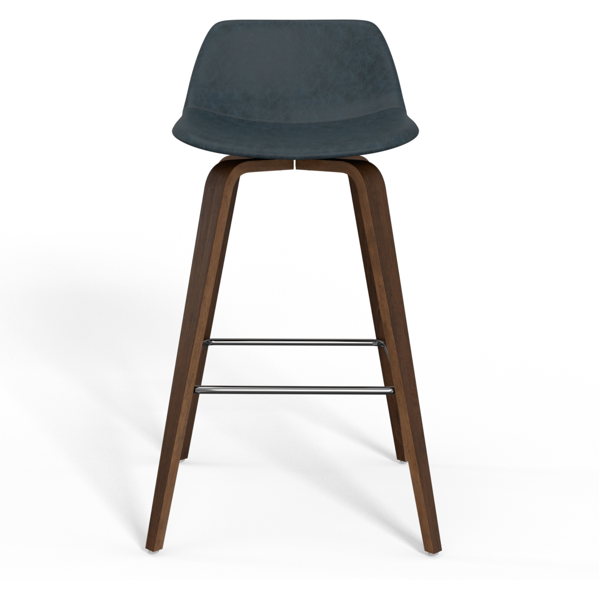 Randolph Bentwood Counter Height Stool (Set of 2) in Distressed Blue Faux Leather