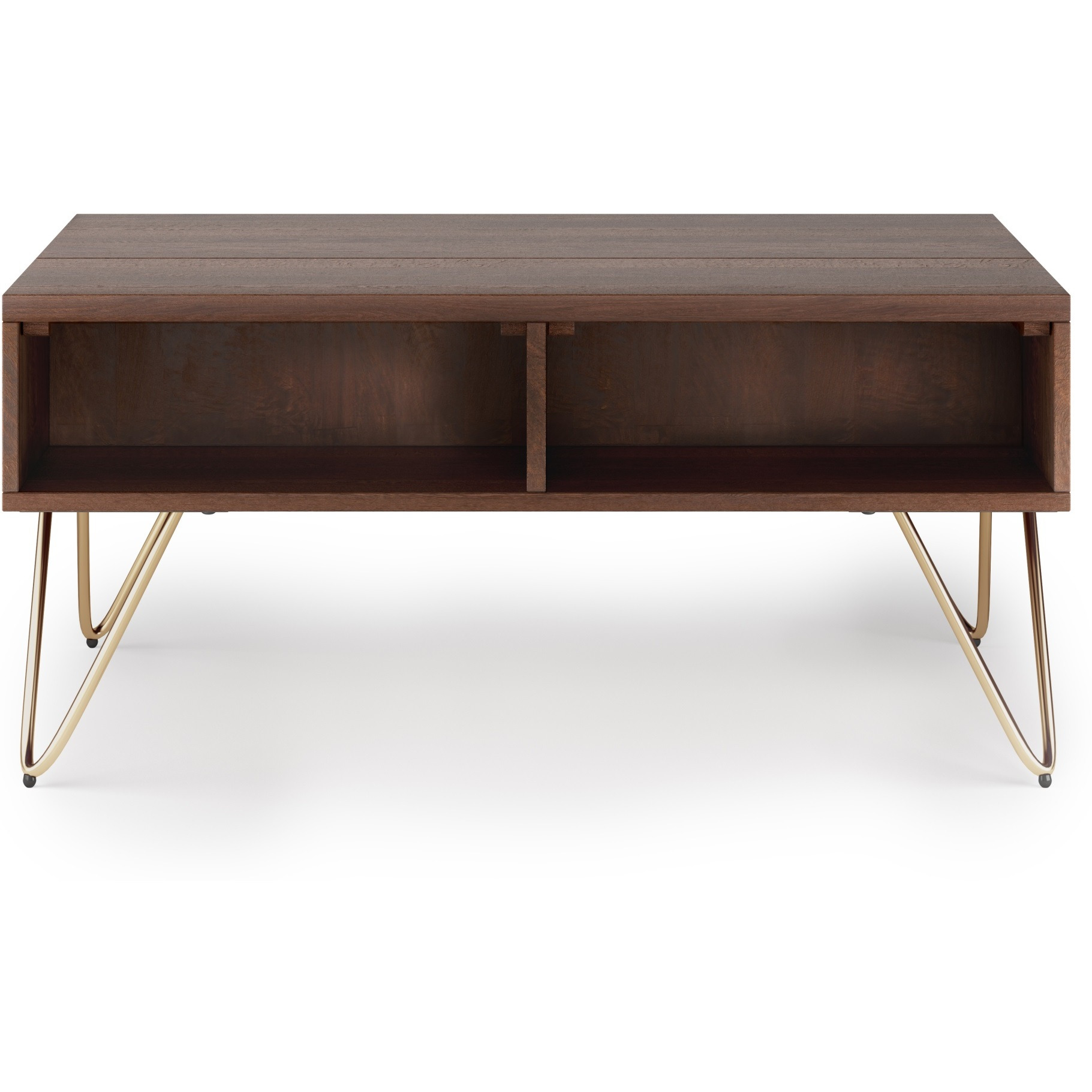 Hunter SOLID MANGO WOOD Small Lift Top Coffee Table in Umber Brown and Gold