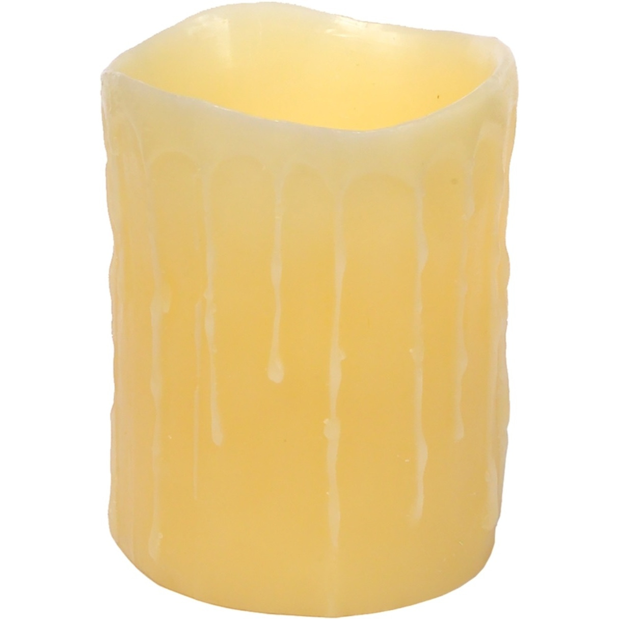 LED Wax Dripping Pillar Candle (Set of 3) 4&quotDx5&quotH Wax/Plastic - 2 D Batteries Not Included