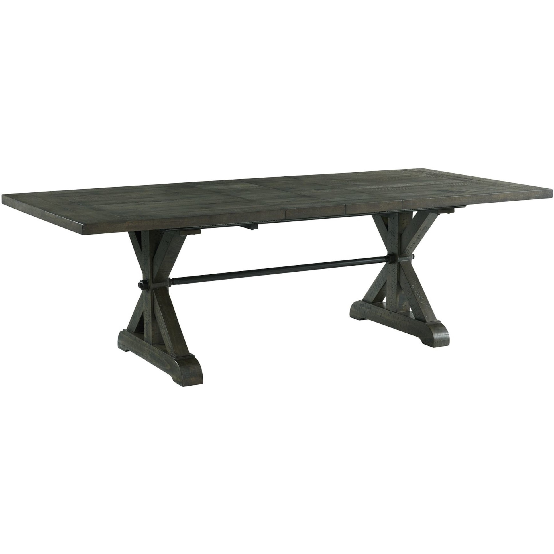 Sunset Trading Trestle 96" Rectangular Extension Pedestal Dining Table | Distressed Gray Wood