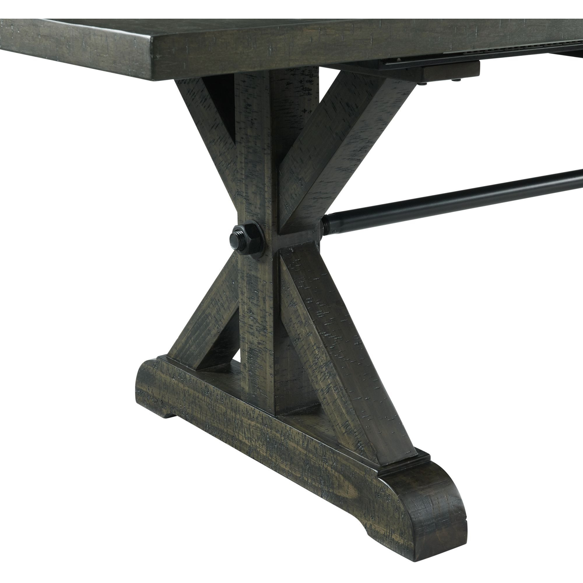 Sunset Trading Trestle 96" Rectangular Extension Pedestal Dining Table | Distressed Gray Wood