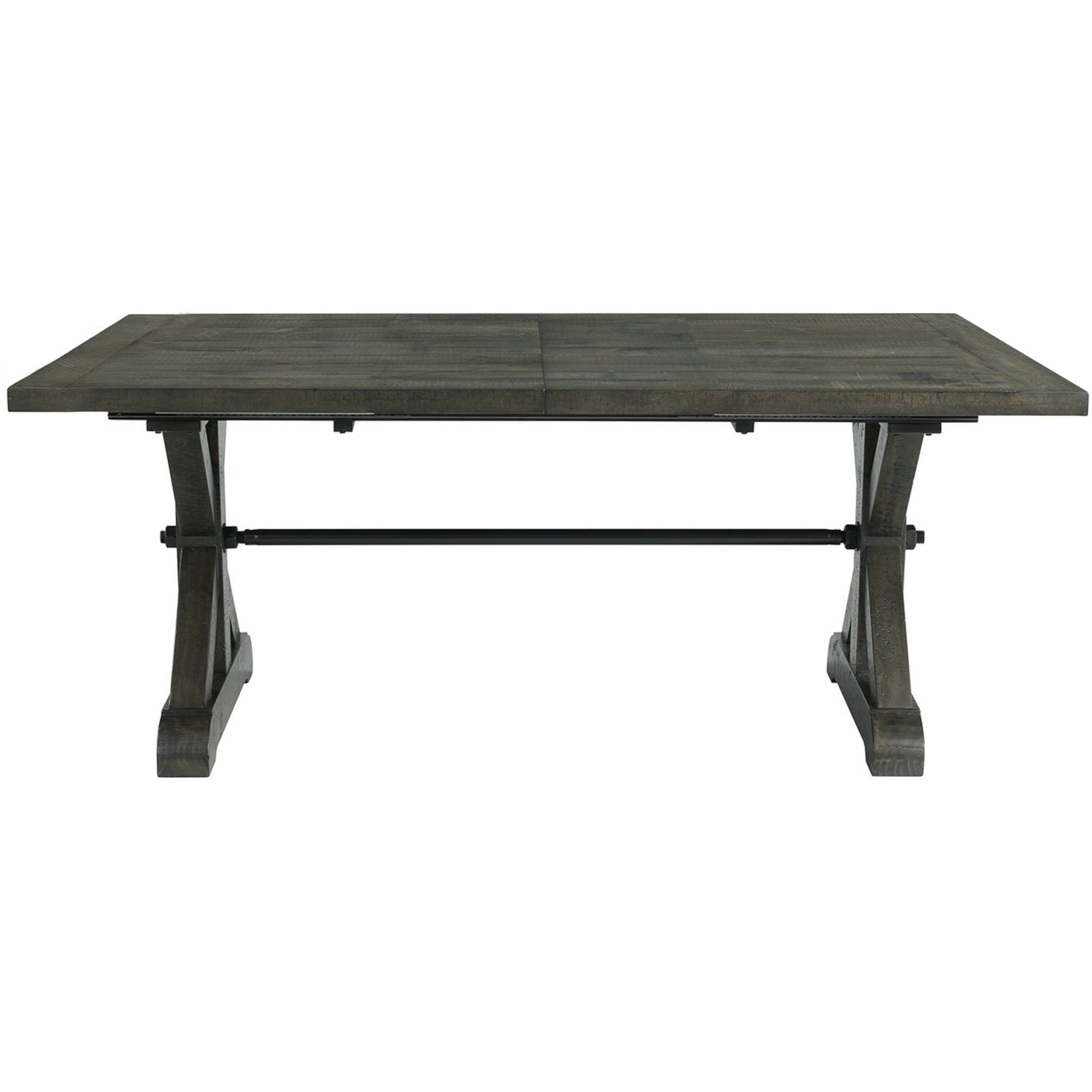 Sunset Trading Trestle 96" Rectangular Extension Pedestal Dining Table | Distressed Gray Wood