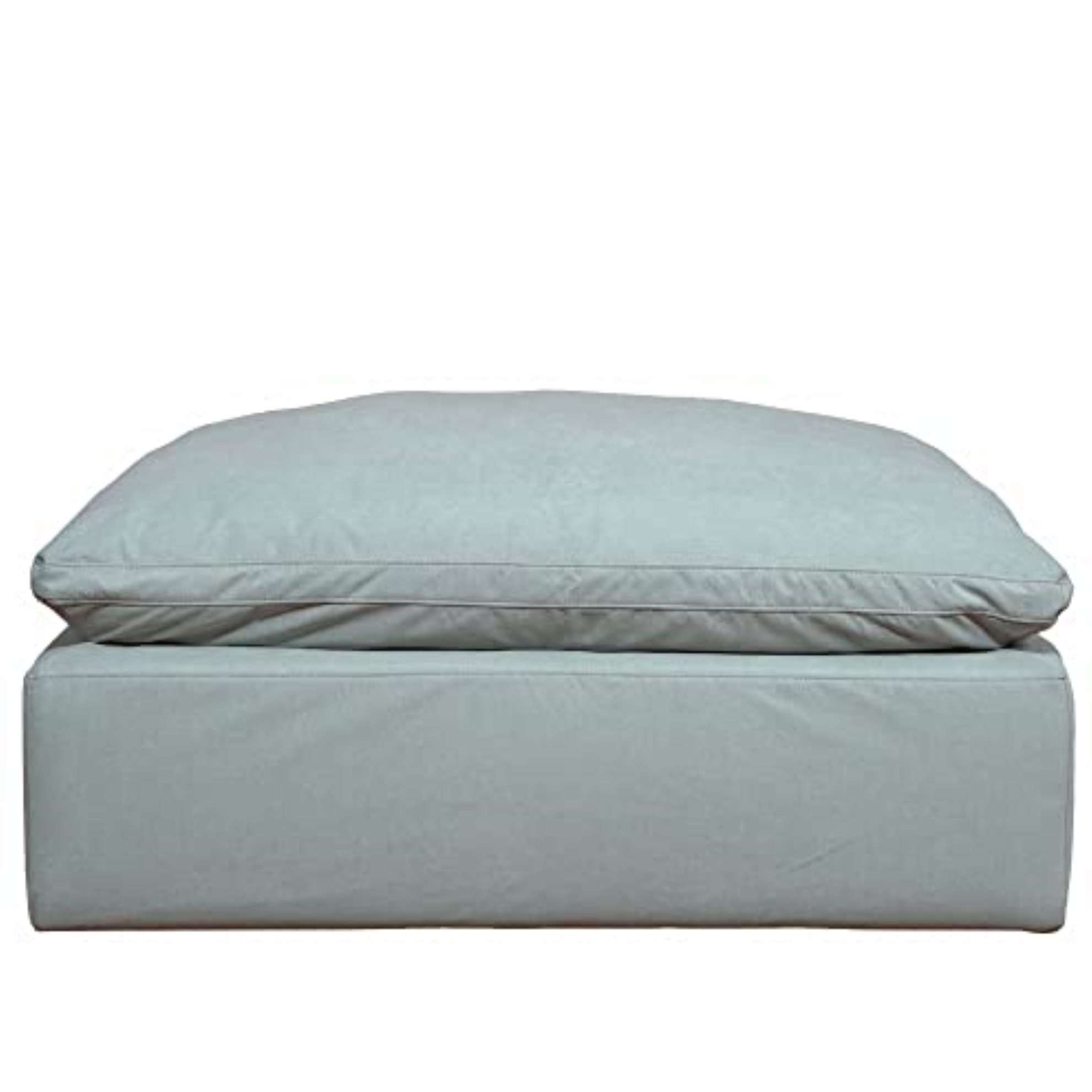 Sunset Trading Contemporary Puff Collection 44" Square Slipcovered Sectional Modular Ottoman, Performance Fabric Washable Water-Resistant Stain-Proof, Oversized Down Filled Large Sofa Footrest, Ocean Blue
