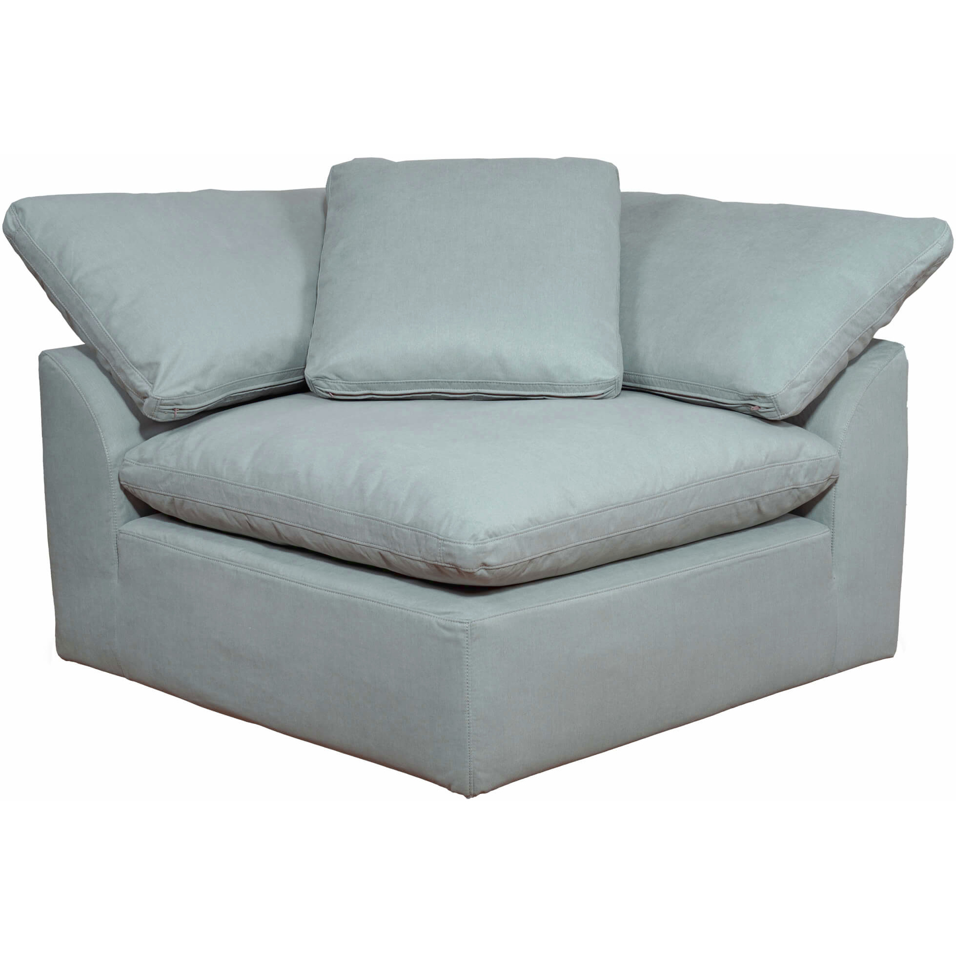 Sunset Trading Contemporary Puff Collection44" Square Slipcovered Modular Chair, Performance Fabric Washable Water-Resistant Stain-Proof, Deep-Seating Down-Filled Sofa Sectional Corner Wedge Accent Armchair, Ocean Blue