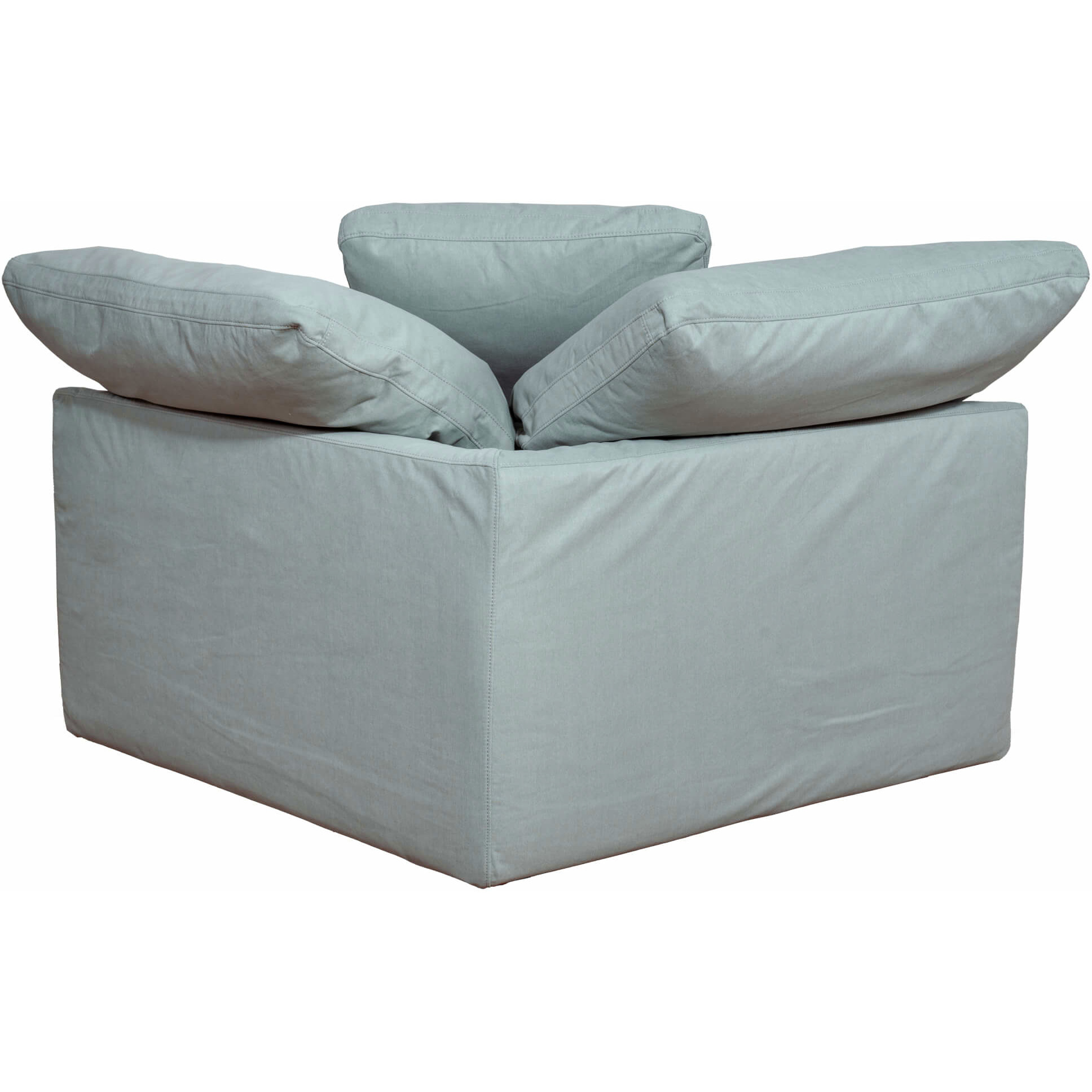 Sunset Trading Contemporary Puff Collection44" Square Slipcovered Modular Chair, Performance Fabric Washable Water-Resistant Stain-Proof, Deep-Seating Down-Filled Sofa Sectional Corner Wedge Accent Armchair, Ocean Blue