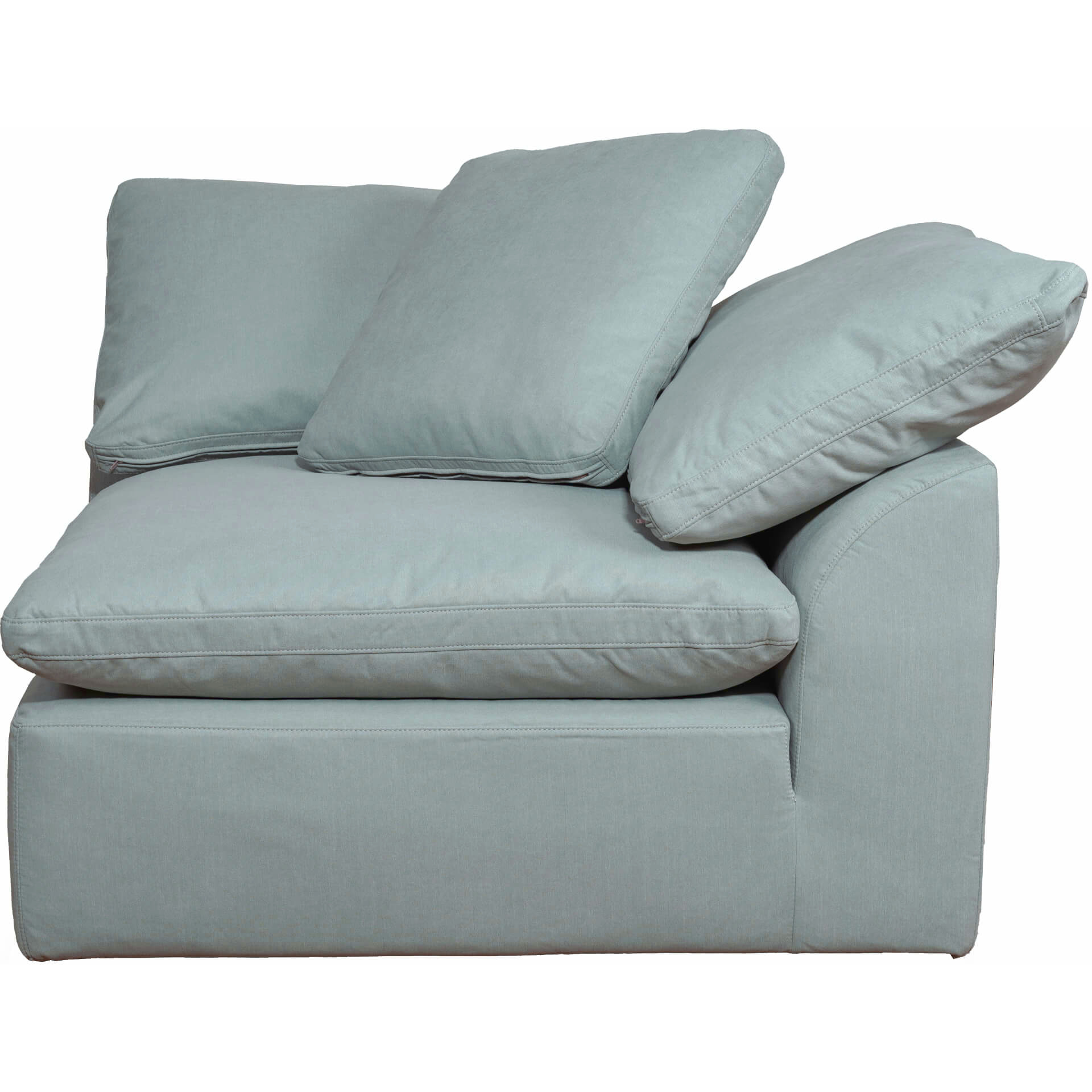 Sunset Trading Contemporary Puff Collection44" Square Slipcovered Modular Chair, Performance Fabric Washable Water-Resistant Stain-Proof, Deep-Seating Down-Filled Sofa Sectional Corner Wedge Accent Armchair, Ocean Blue