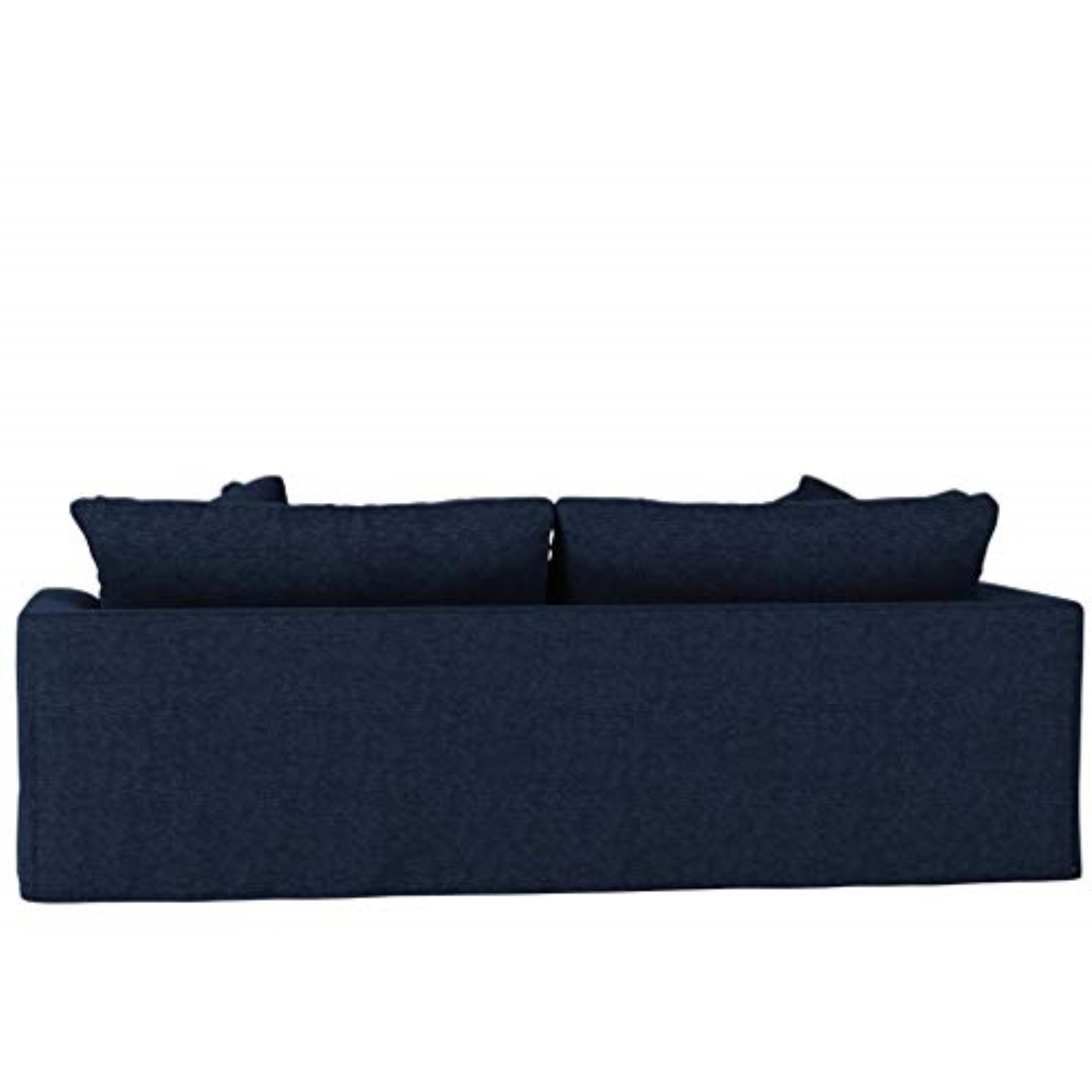 Sunset Trading Newport Slipcovered Recessed Fin Arm 94" Sofa | Stain Resistant Performance Fabric | 4 Throw Pillows | Navy Blue
