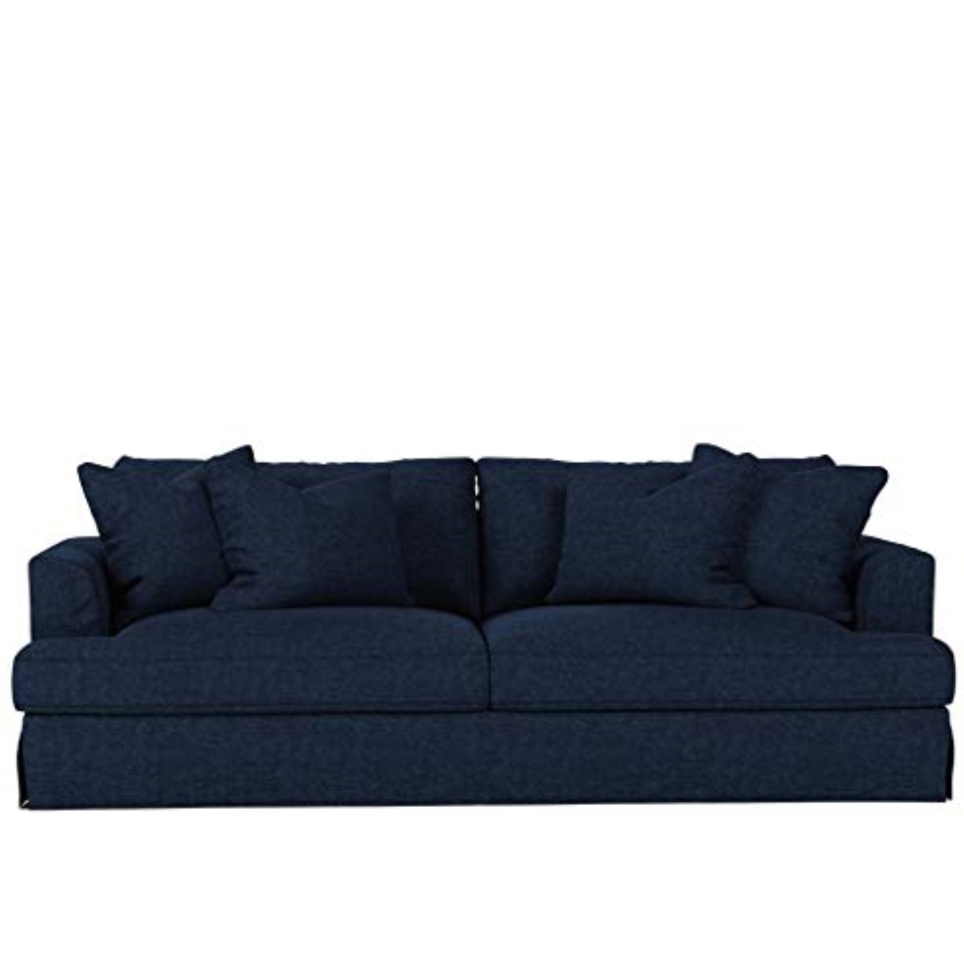 Sunset Trading Newport Slipcovered Recessed Fin Arm 94" Sofa | Stain Resistant Performance Fabric | 4 Throw Pillows | Navy Blue