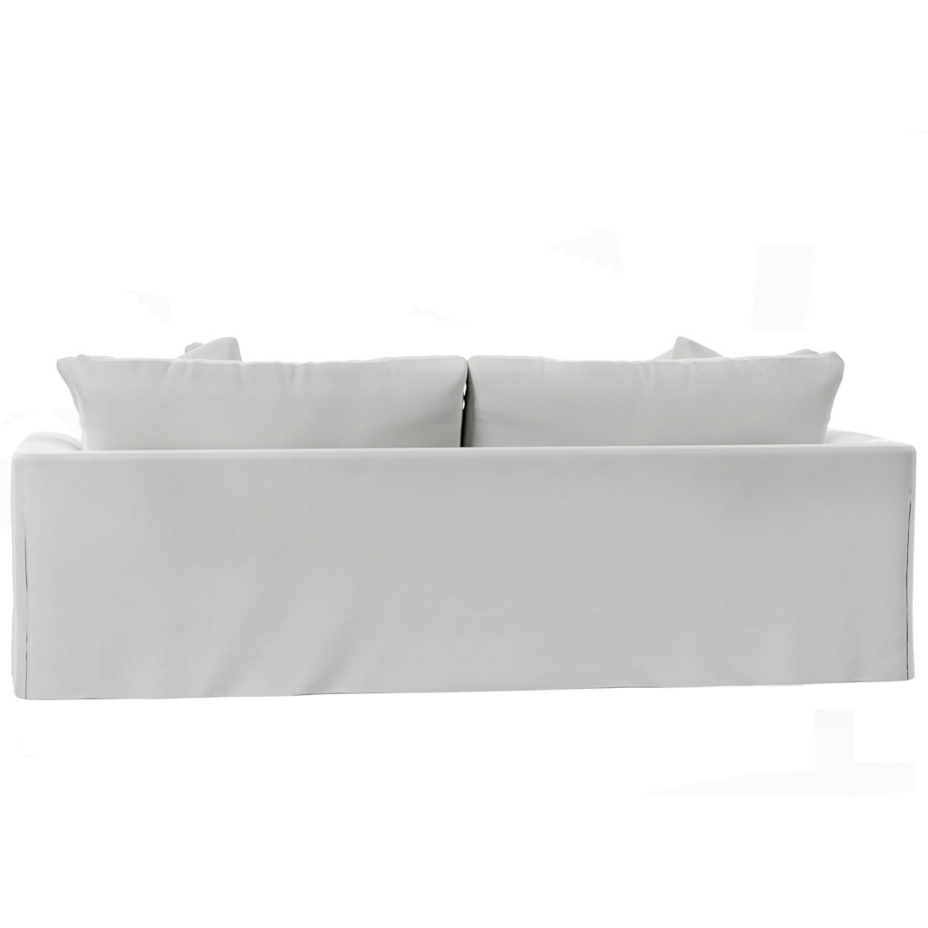 Sunset Trading Newport Slipcovered Recessed Fin Arm 94" Sofa | Stain Resistant Performance Fabric | 4 Throw Pillows | White