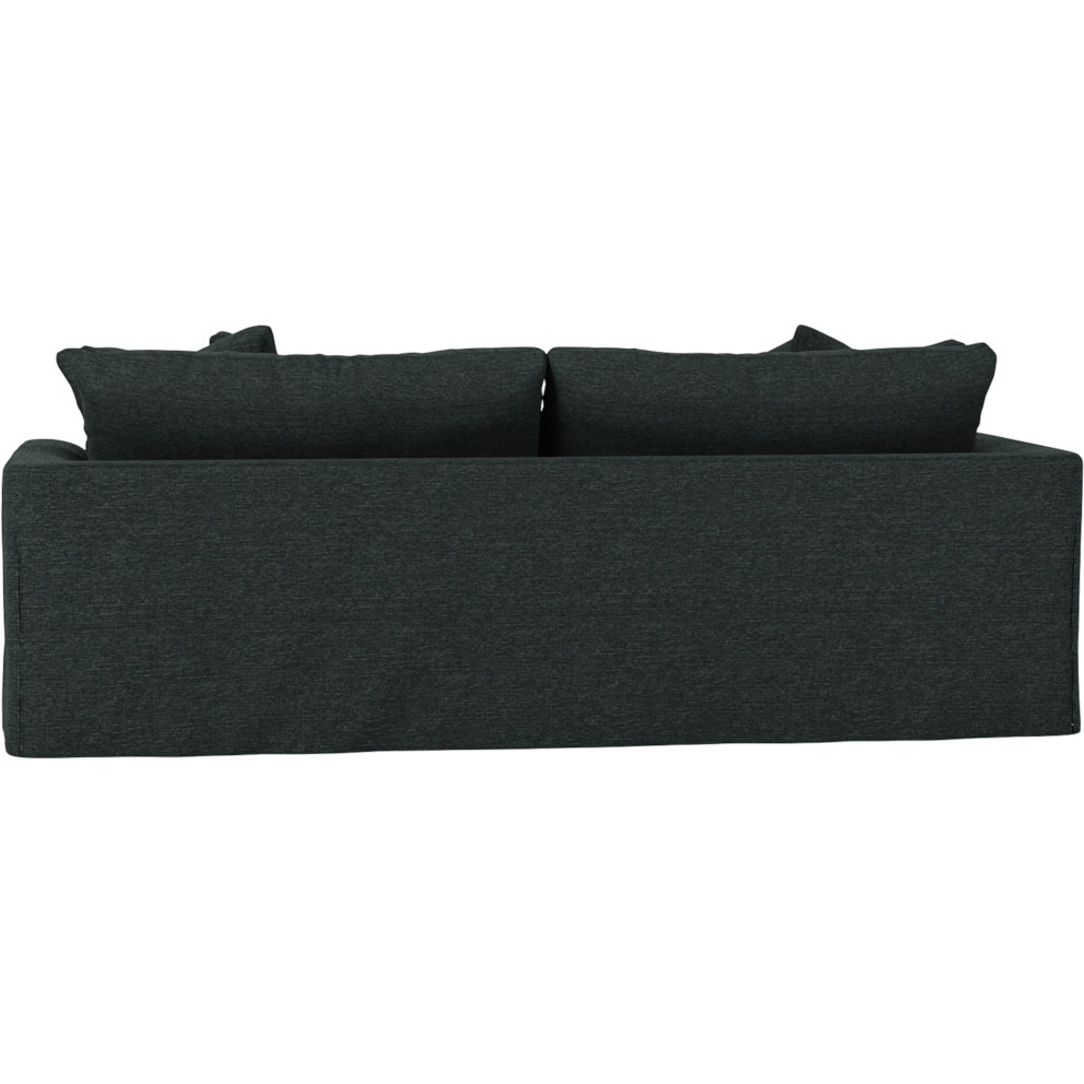 Sunset Trading Newport Slipcovered Recessed Fin Arm 94" Sofa | Stain Resistant Performance Fabric | 4 Throw Pillows | Dark Gray
