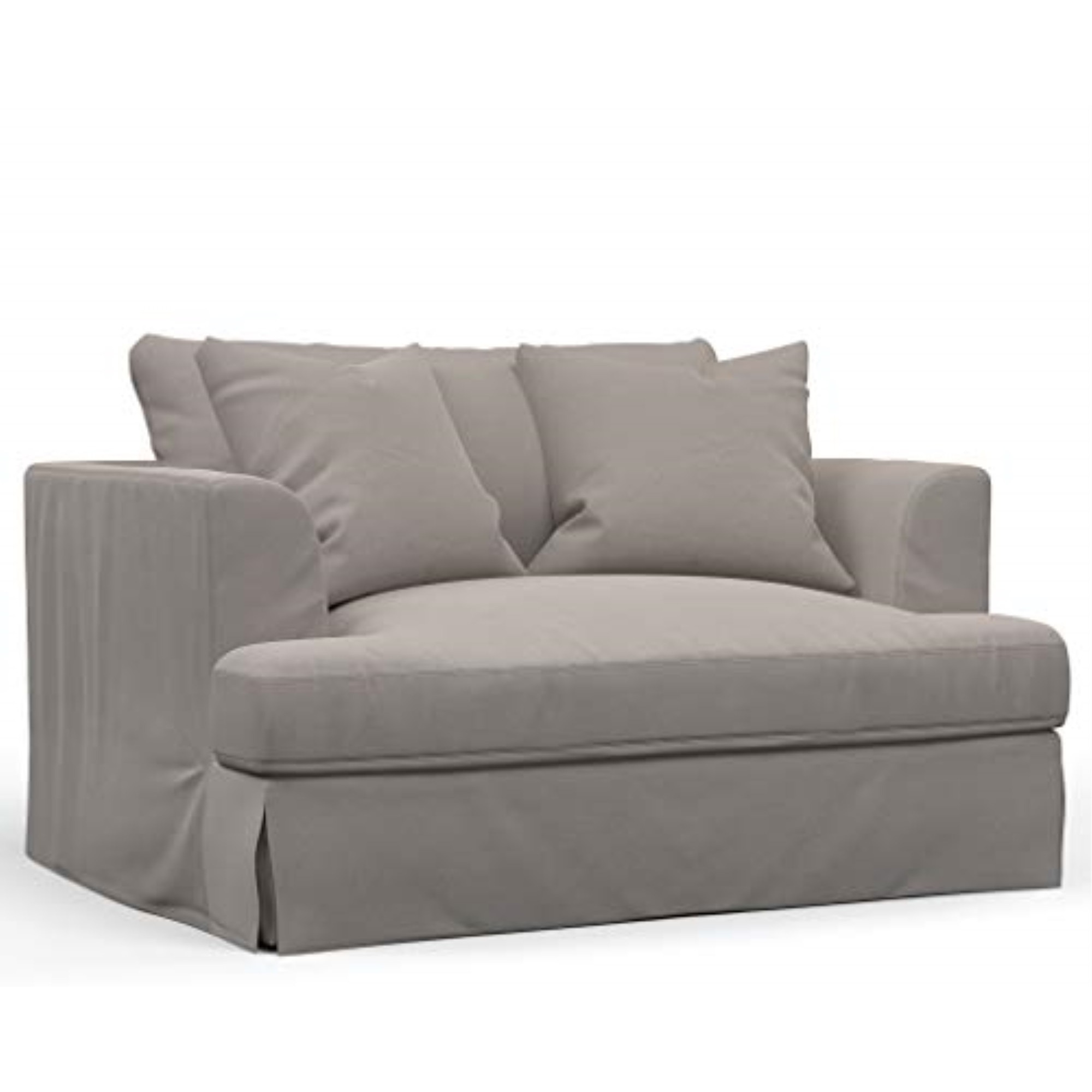 Sunset Trading Newport Slipcovered 52" Wide Chair and A Half with Ottoman | Stain Resistant Performance Fabric | 2 Throw Pillows | Gray