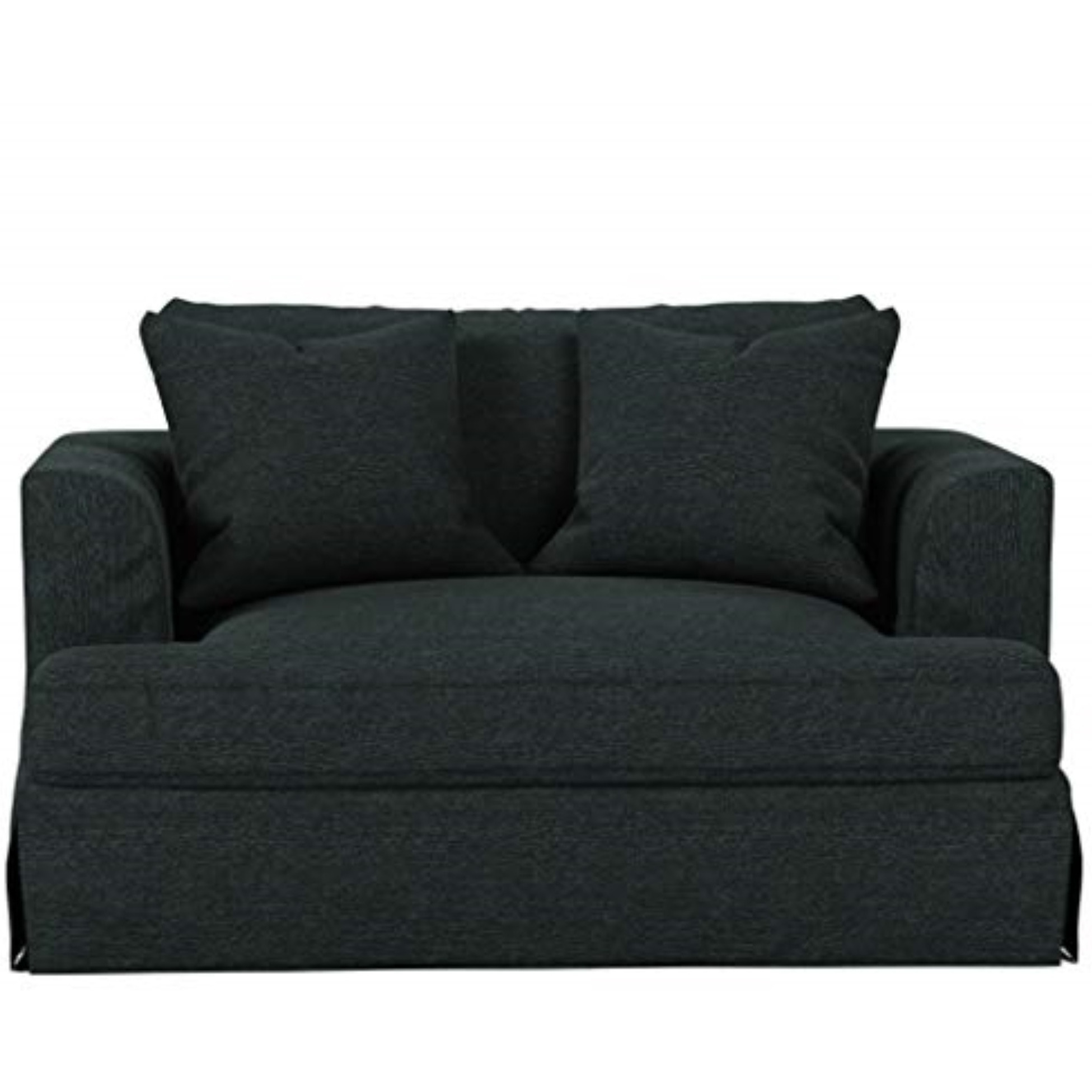 Sunset Trading Newport Slipcovered 52" Wide Chair and A Half with Ottoman | Stain Resistant Performance Fabric | 2 Throw Pillows | Dark Gray