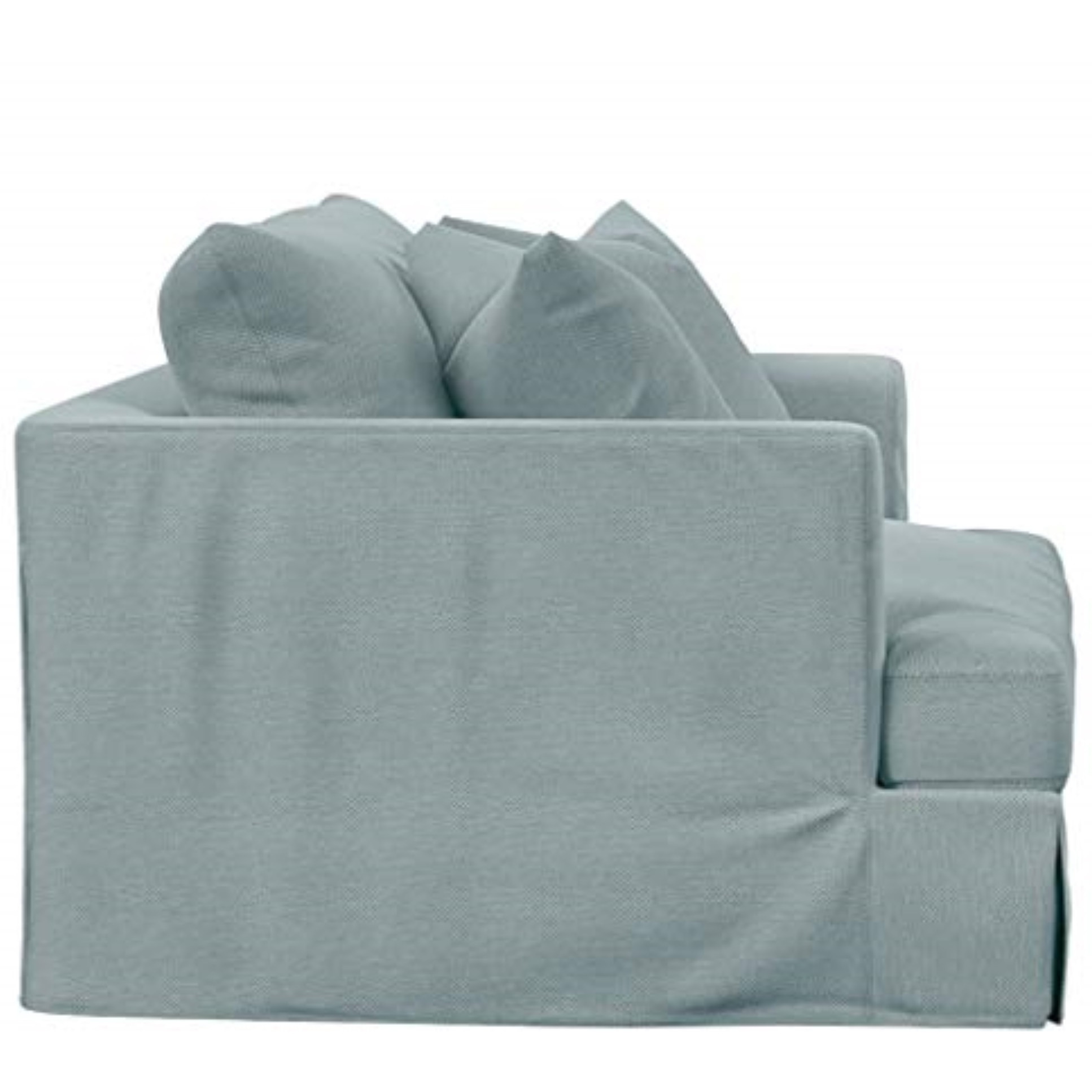 Sunset Trading Newport Slipcovered 52" Wide Chair and A Half | Stain Resistant Performance Fabric | 2 Throw Pillows | Ocean Blue