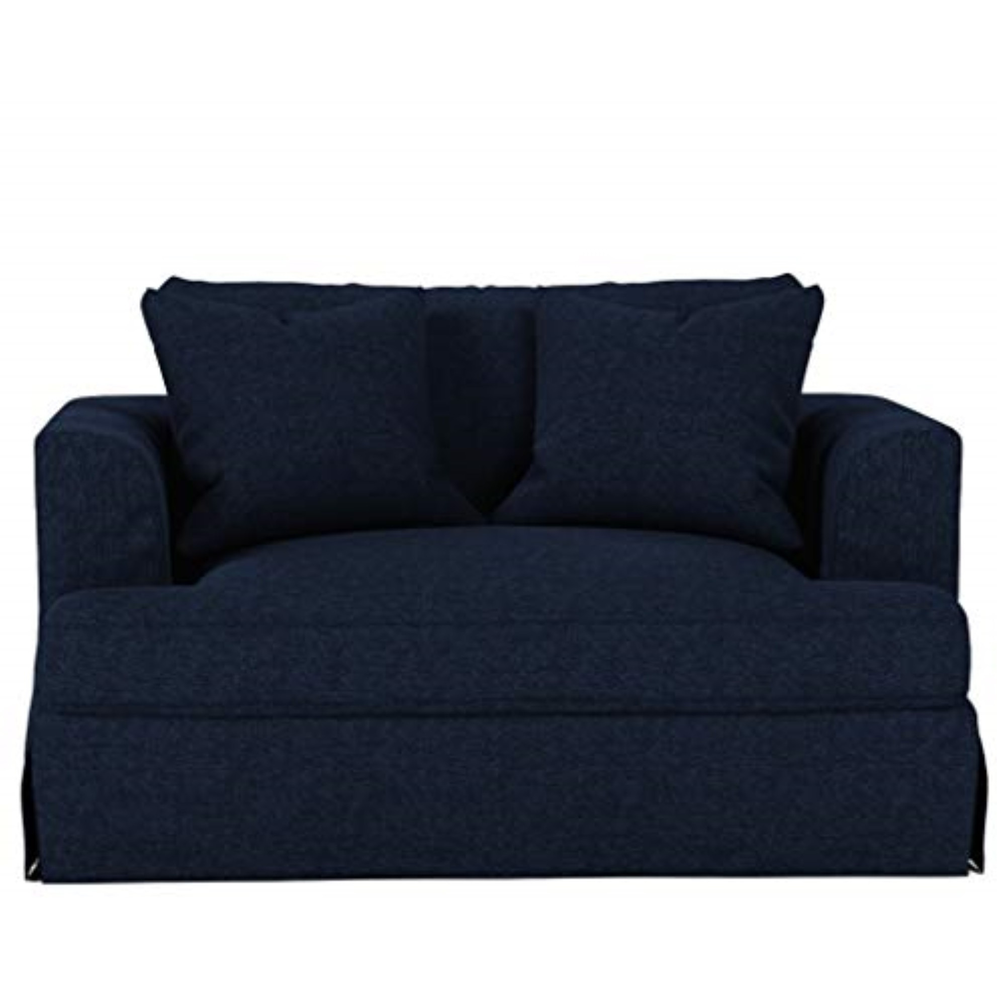 Sunset Trading Newport Slipcovered 52" Wide Chair and A Half | Stain Resistant Performance Fabric | 2 Throw Pillows | Navy Blue