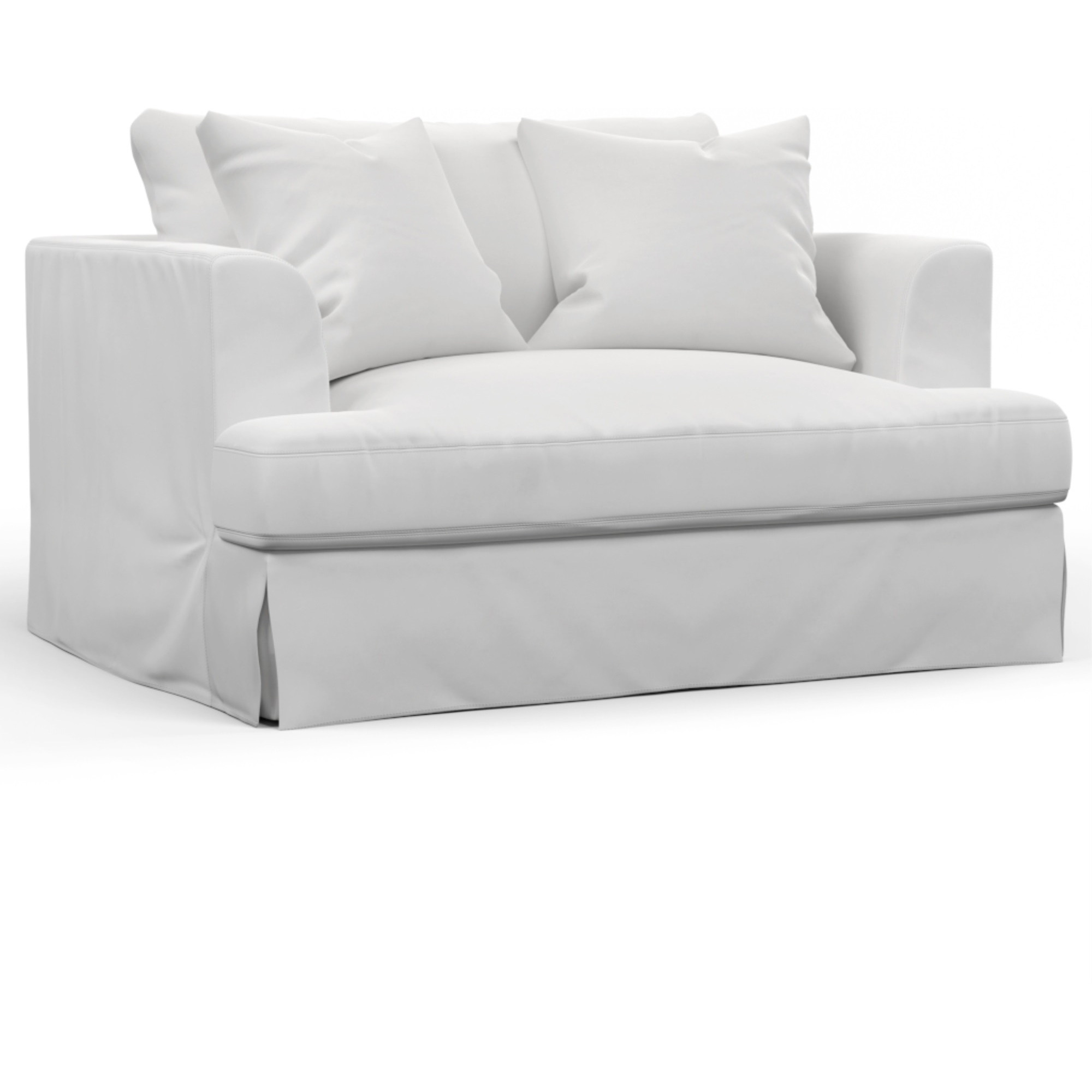 Sunset Trading Newport Slipcovered 52" Wide Chair and A Half | Stain Resistant Performance Fabric | 2 Throw Pillows | White