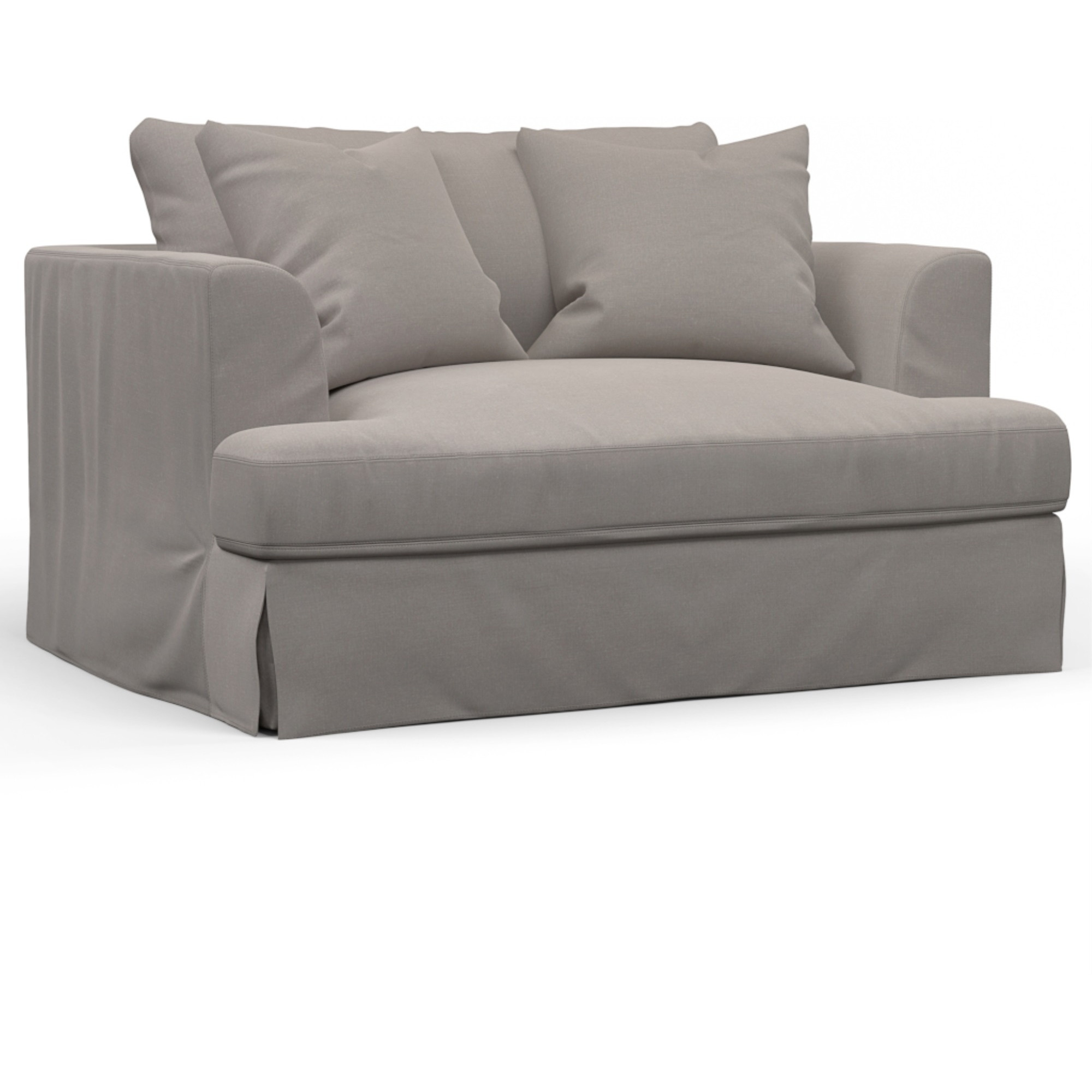 Sunset Trading Newport Slipcovered 52" Wide Chair and A Half | Stain Resistant Performance Fabric | 2 Throw Pillows | Gray