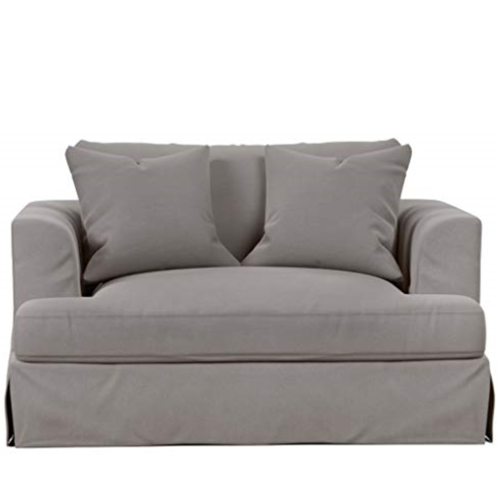 Sunset Trading Newport Slipcovered 52" Wide Chair and A Half | Stain Resistant Performance Fabric | 2 Throw Pillows | Gray