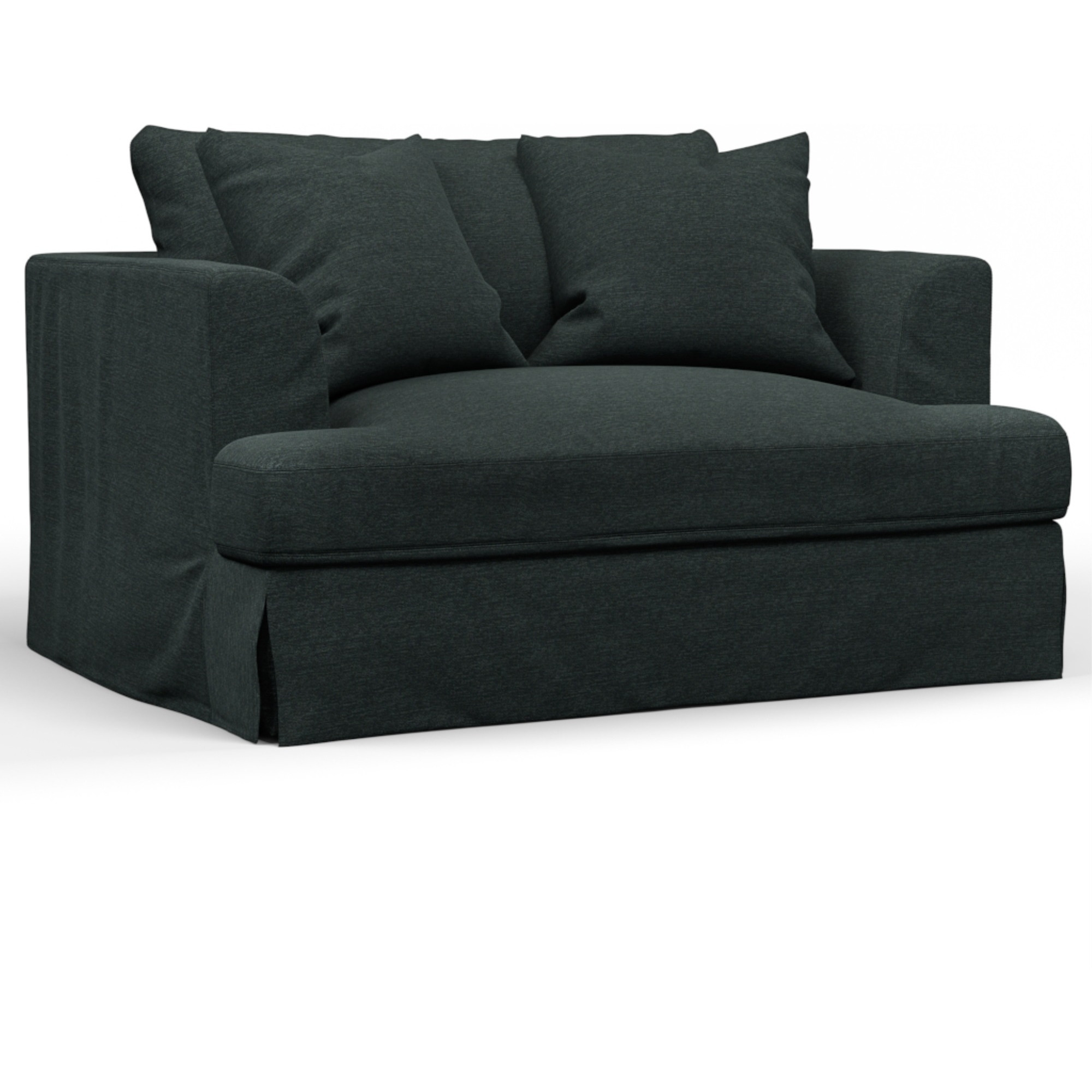 Sunset Trading Newport Slipcovered 52" Wide Chair and A Half | Stain Resistant Performance Fabric | 2 Throw Pillows | Dark Gray