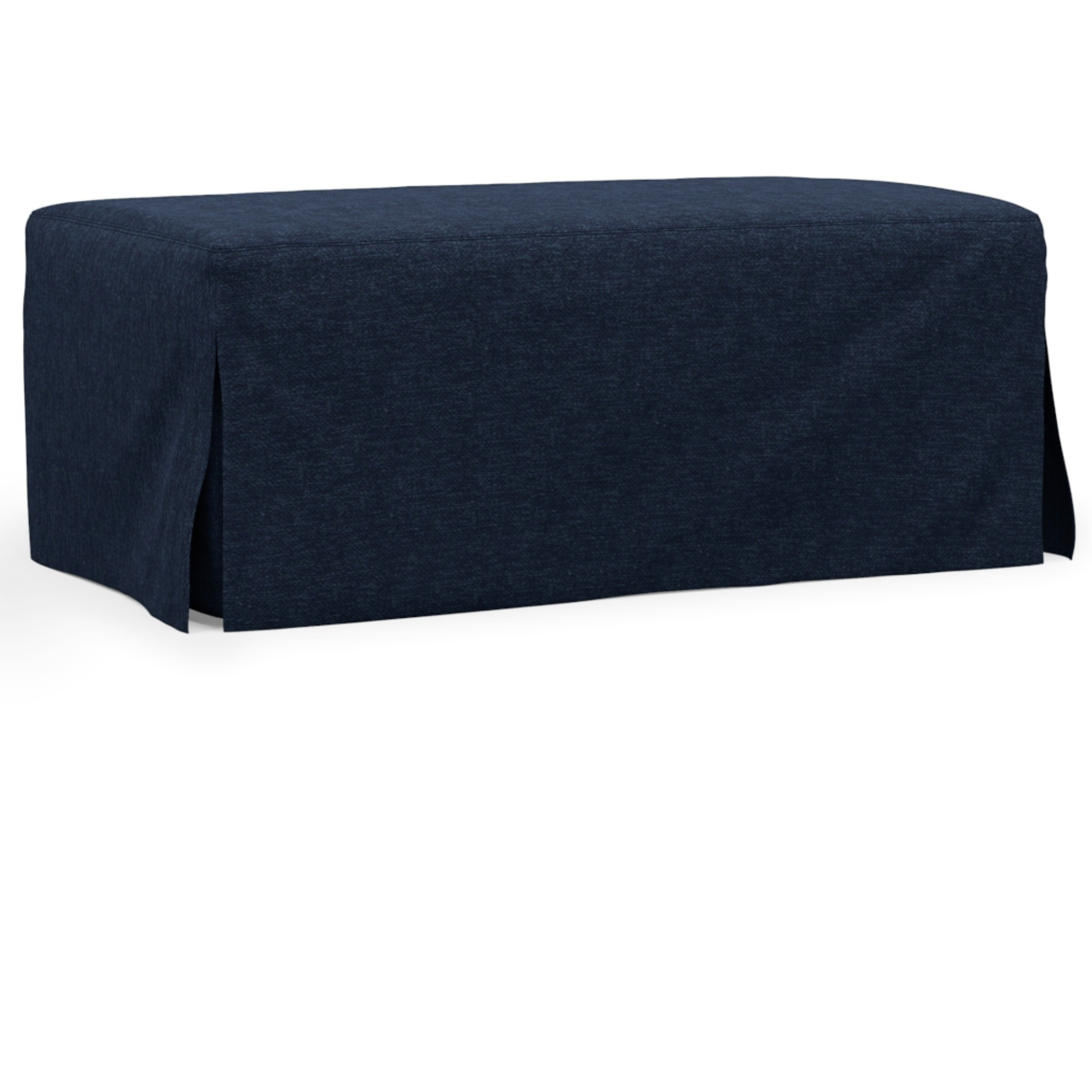 Sunset Trading Newport Slipcovered 44" Wide Ottoman | Stain Resistant Performance Fabric | Navy Blue