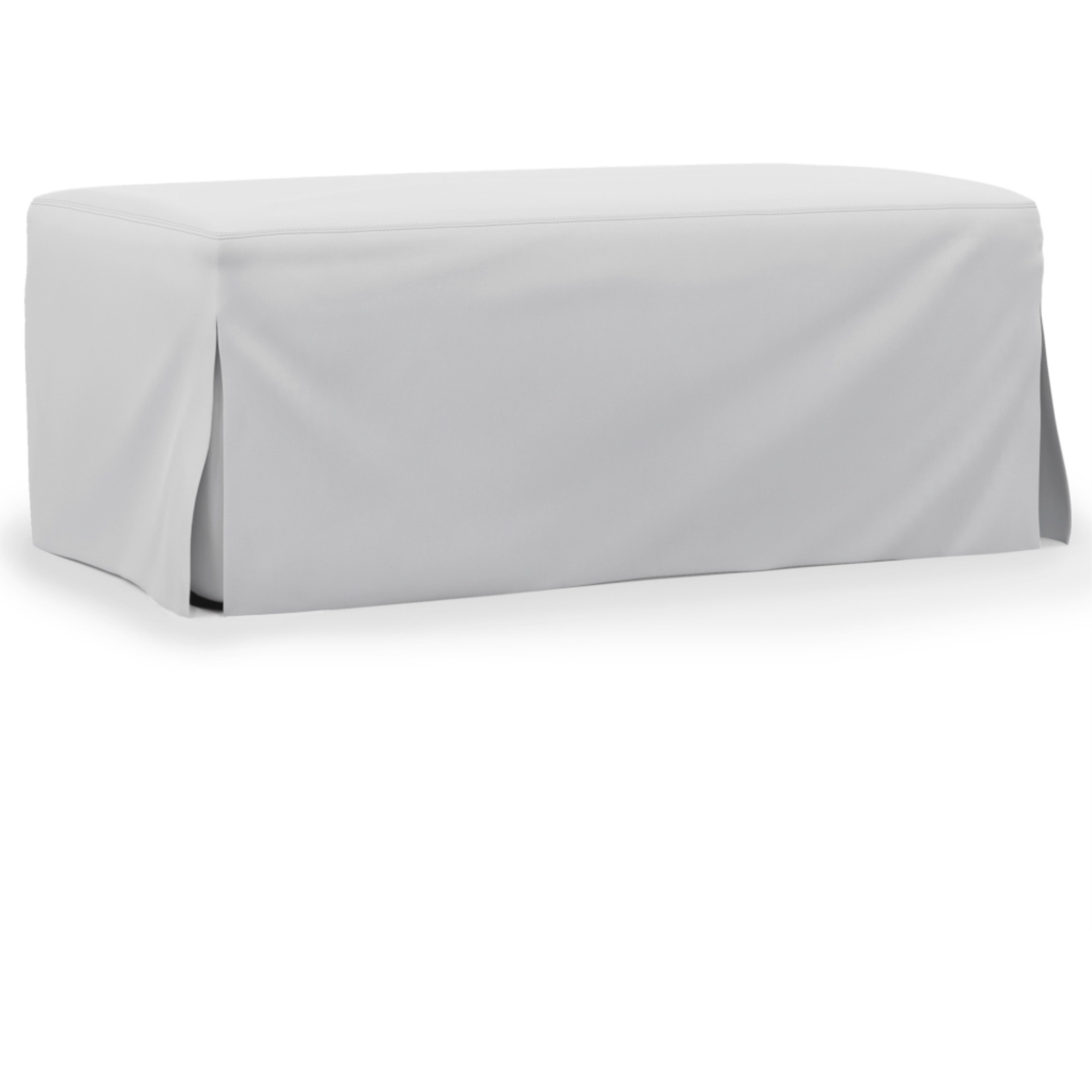 Sunset Trading Newport Slipcovered 44" Wide Ottoman | Stain Resistant Performance Fabric | White